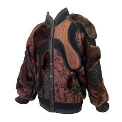 KOOS Couture 1980's Brown Fur Patchwork Fur Bomber Coat
