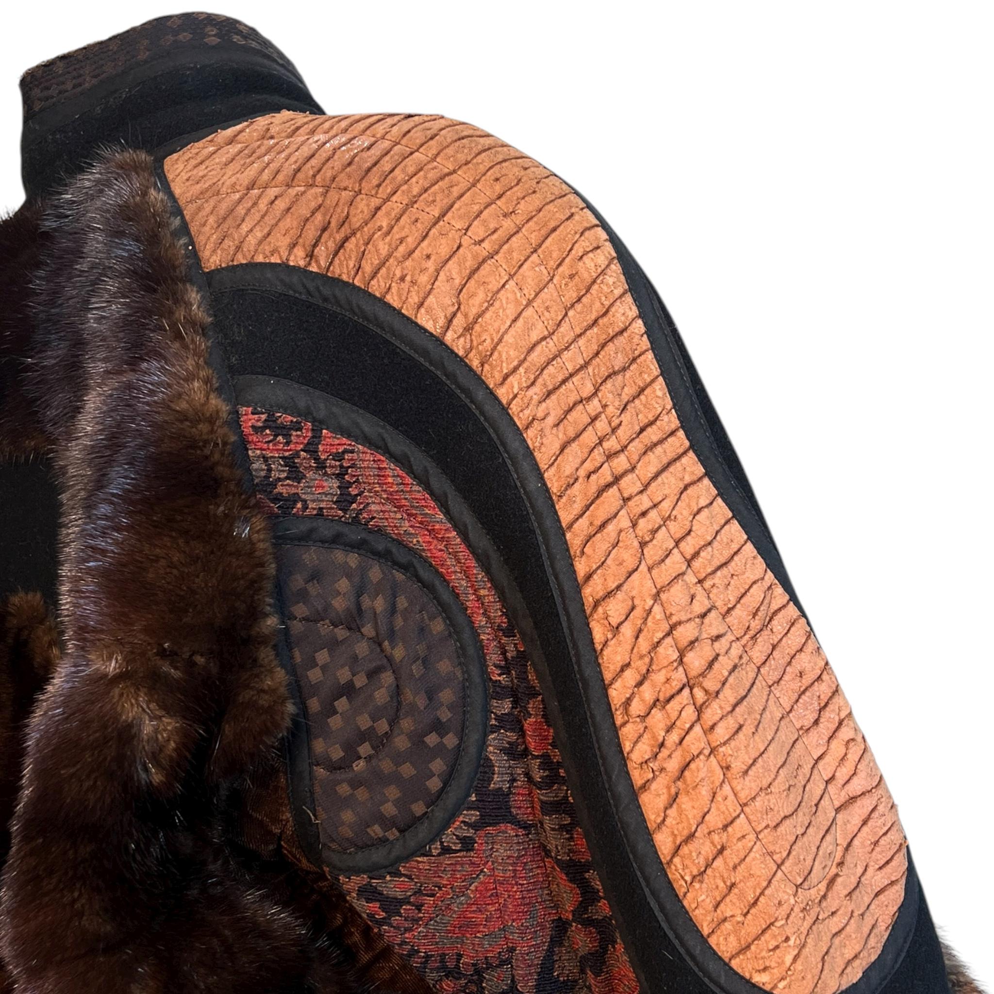 KOOS Couture 1980's Brauner Pelz Patchwork Pelz Bombermantel im Angebot 1