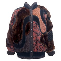 KOOS Couture 1980's Brown Fur Patchwork Fur Bomber Coat