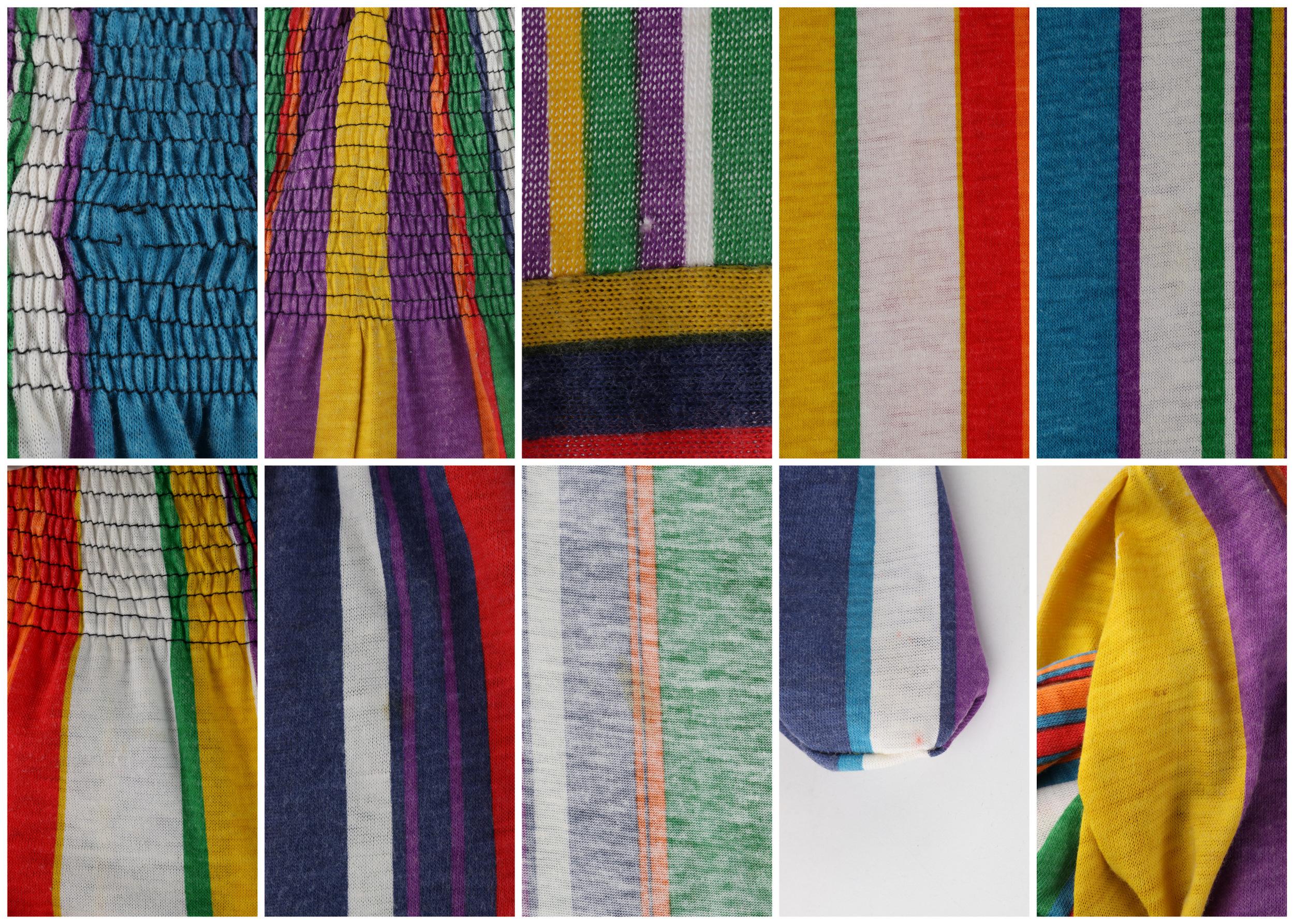 KOOS VAN DEN AKKER c.1980's 2pc Multicolor Striped Boho Shirt & Skirt Resort Set 4