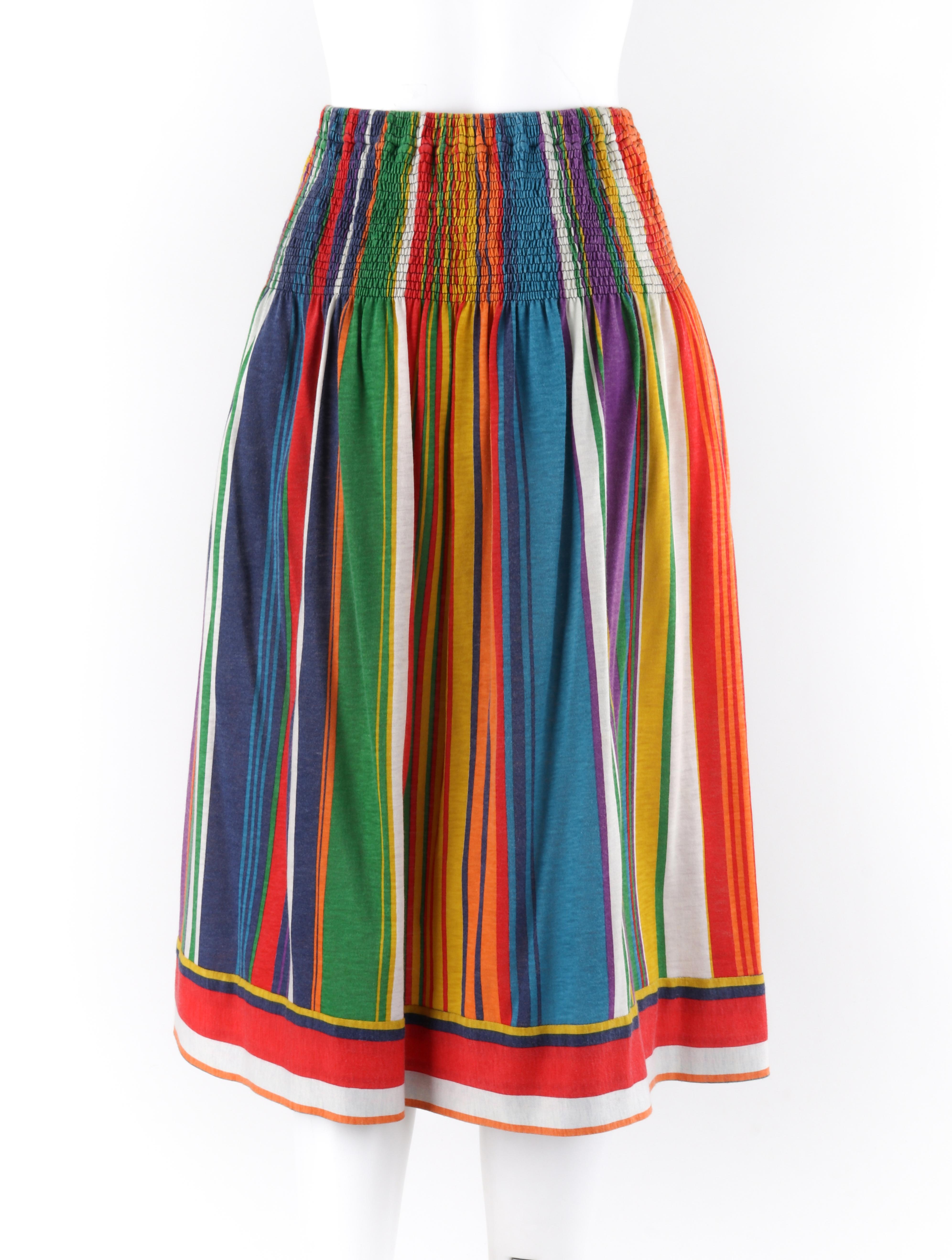 KOOS VAN DEN AKKER c.1980's 2pc Multicolor Striped Boho Shirt & Skirt Resort Set 2
