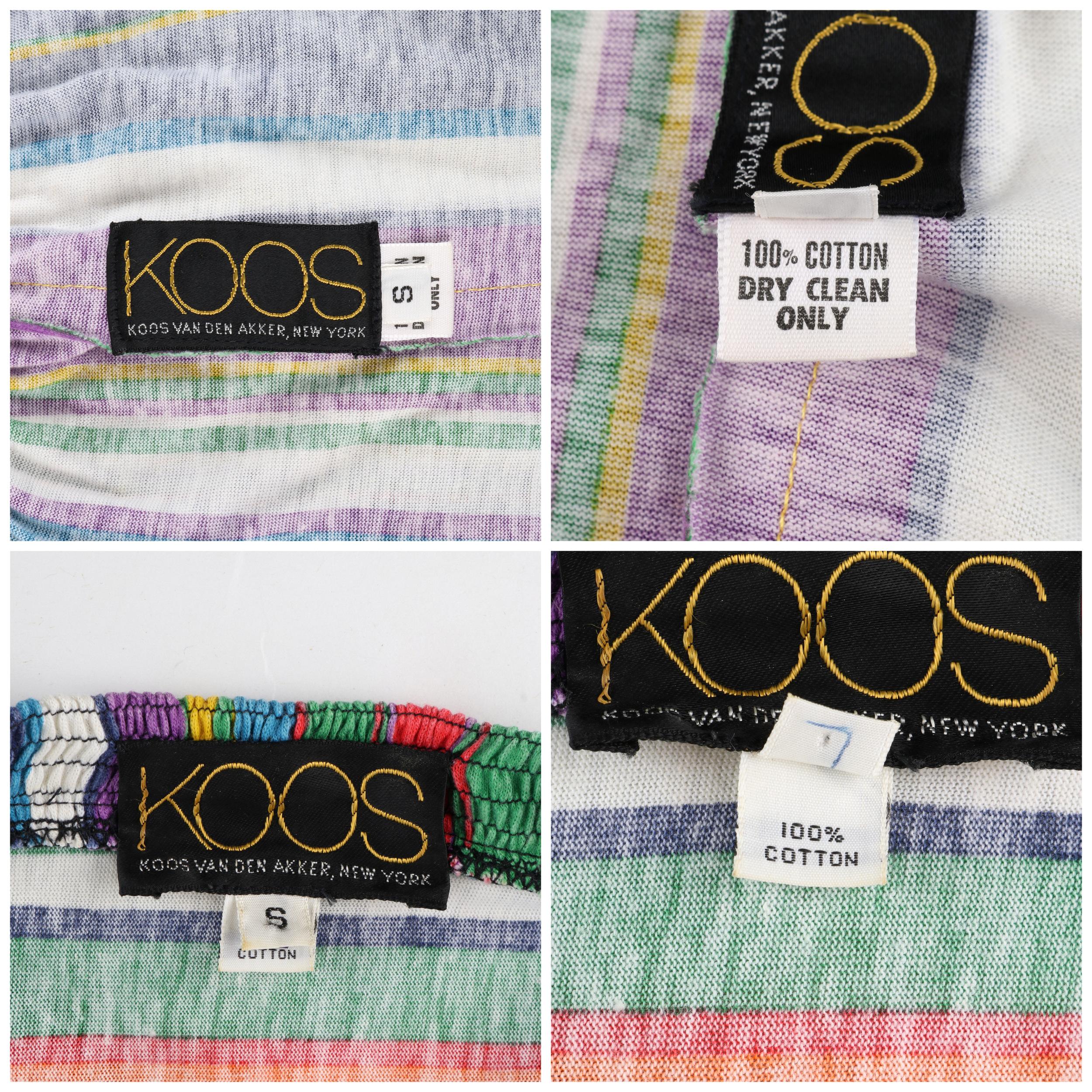 KOOS VAN DEN AKKER c.1980's 2pc Multicolor Striped Boho Shirt & Skirt Resort Set 3