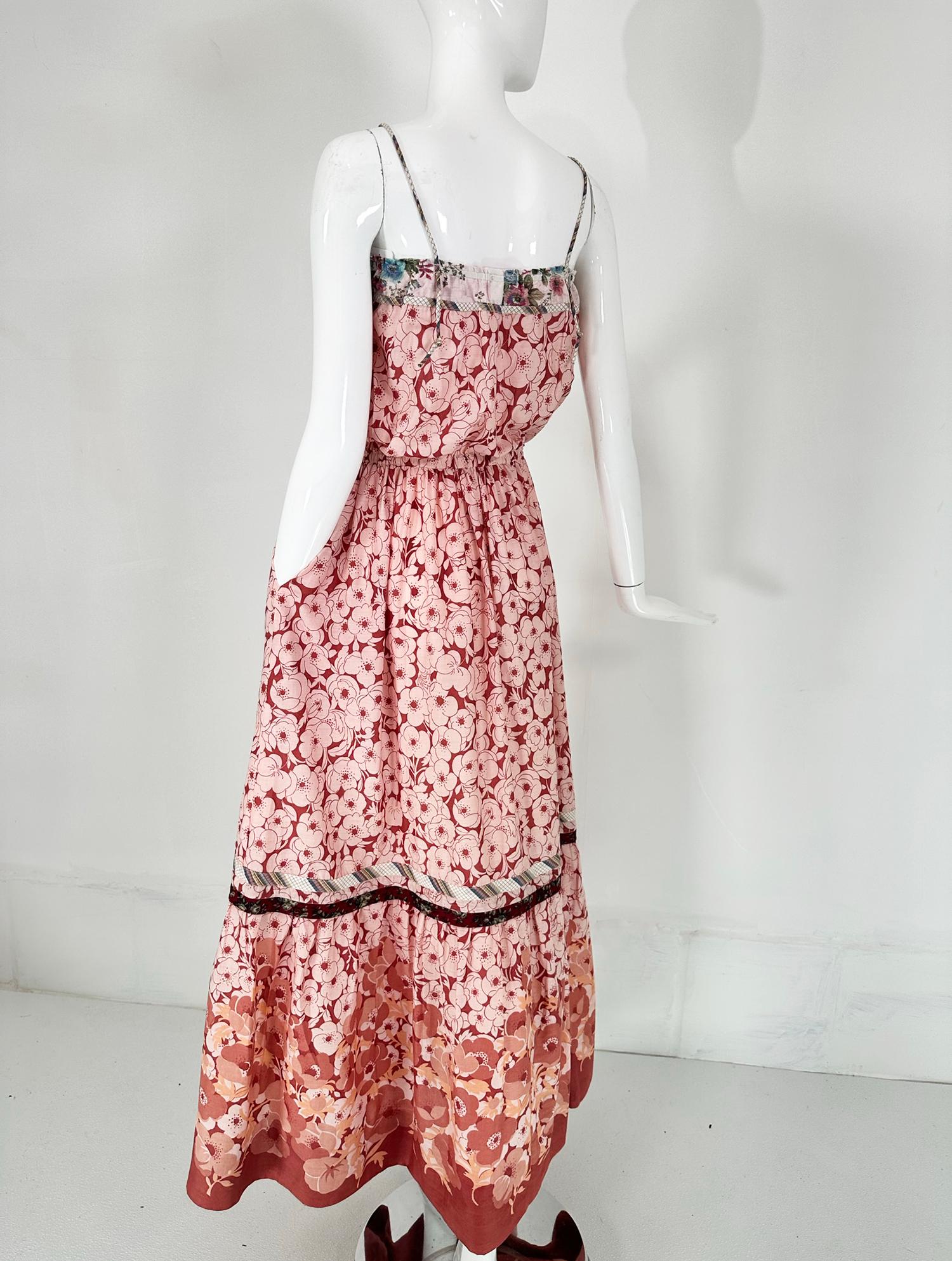 Koos van den Akker 1970s Floral Cotton Patchwork Peasant Maxi Dress & Shawl 3