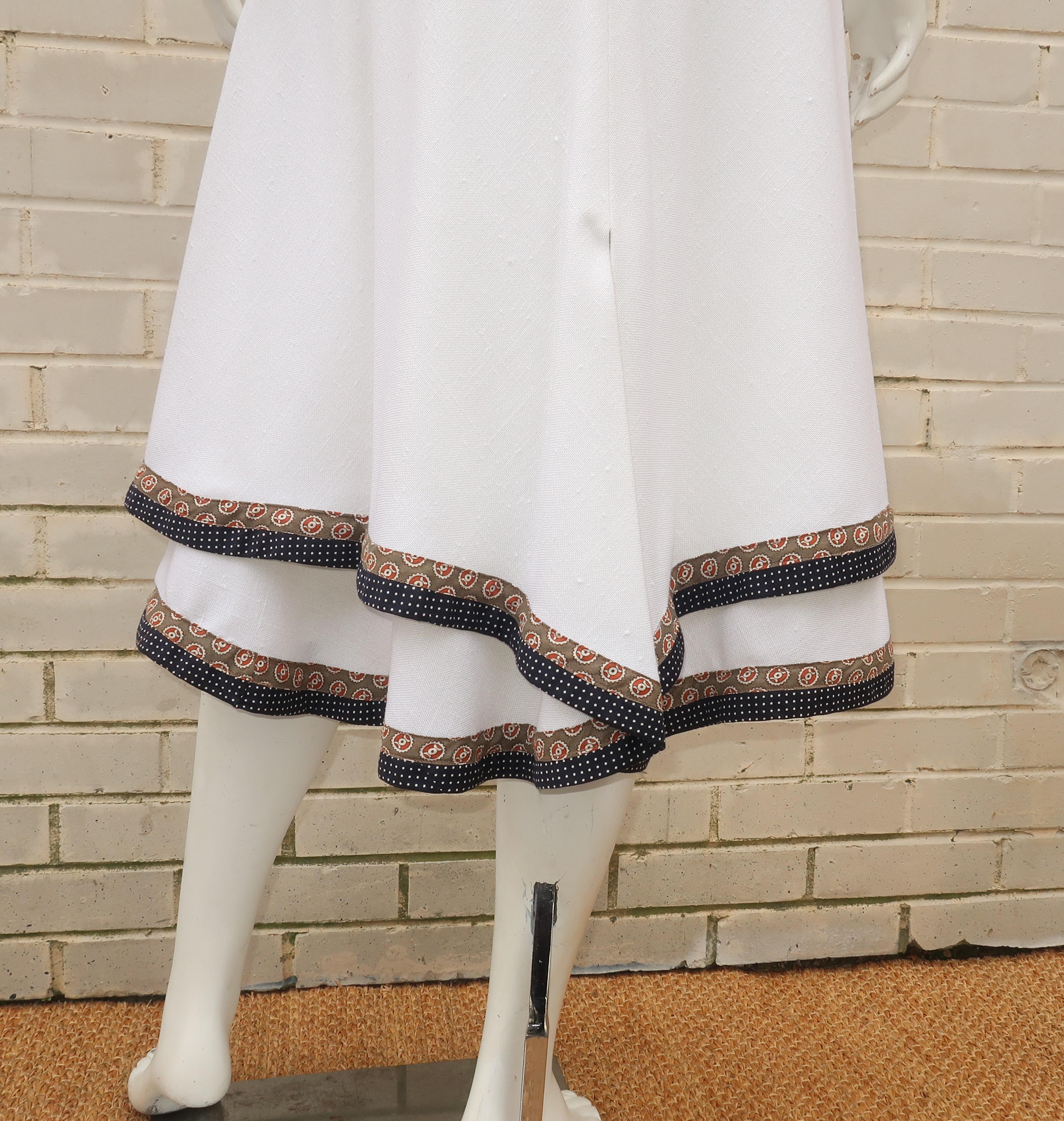 Koos Van den Akker 1970's Tiered Cotton Blend Peasant Skirt 5