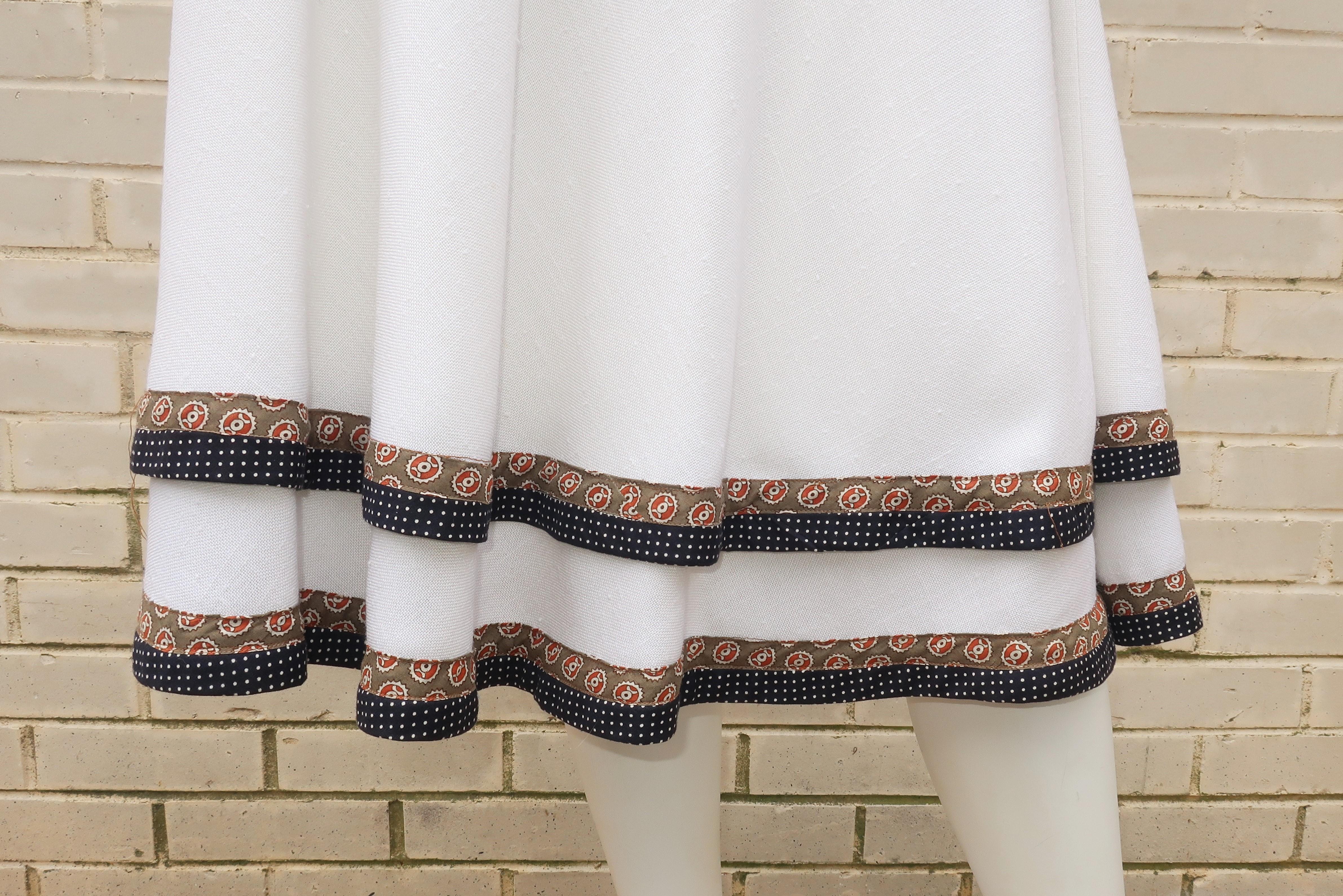 Koos Van den Akker 1970's Tiered Cotton Blend Peasant Skirt In Good Condition In Atlanta, GA