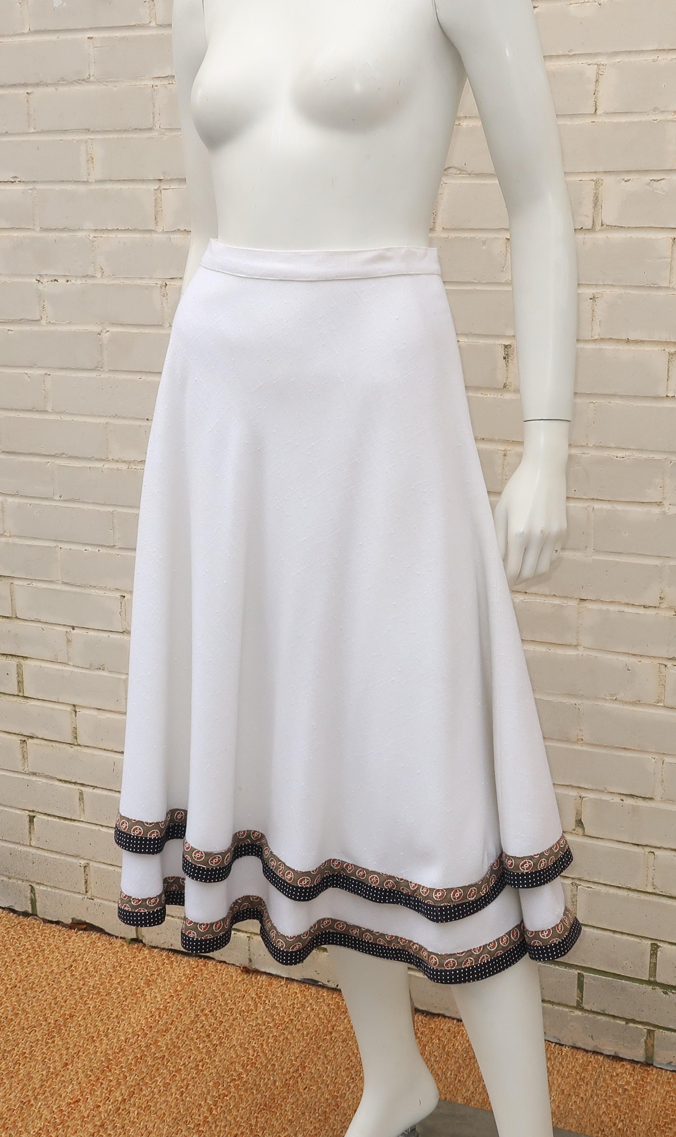 Koos Van den Akker 1970's Tiered Cotton Blend Peasant Skirt 1