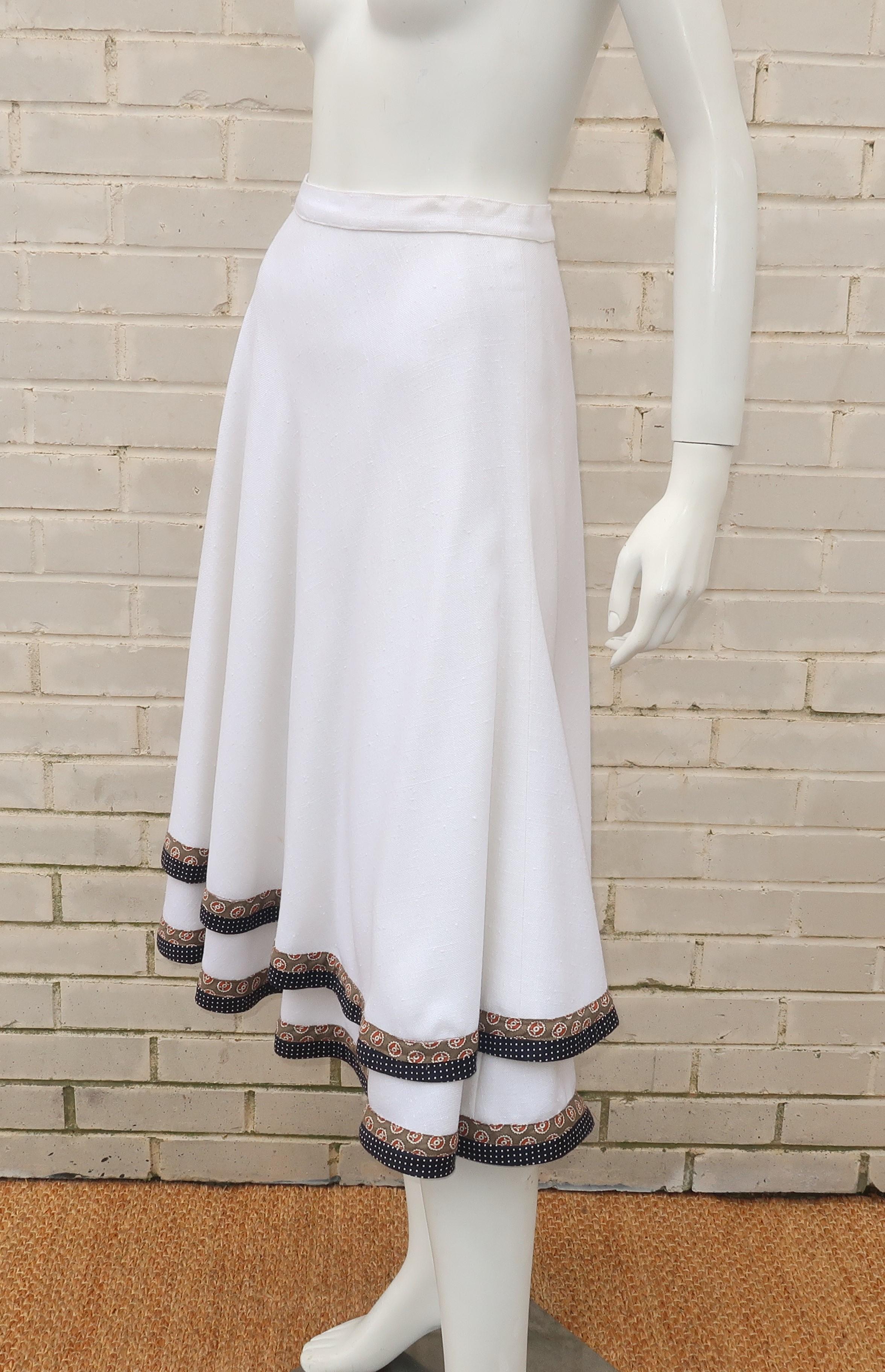 Koos Van den Akker 1970's Tiered Cotton Blend Peasant Skirt 2