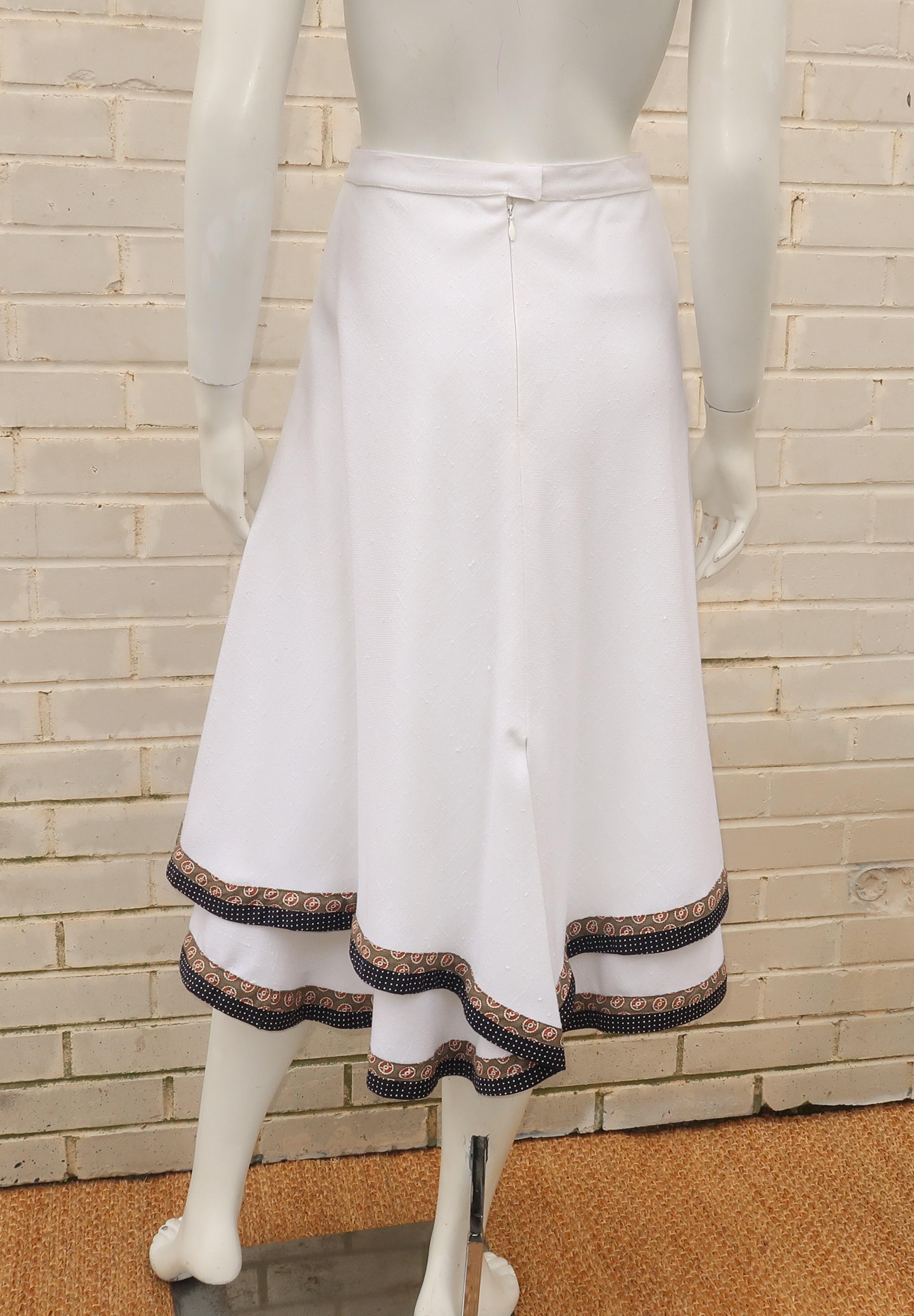Koos Van den Akker 1970's Tiered Cotton Blend Peasant Skirt 4