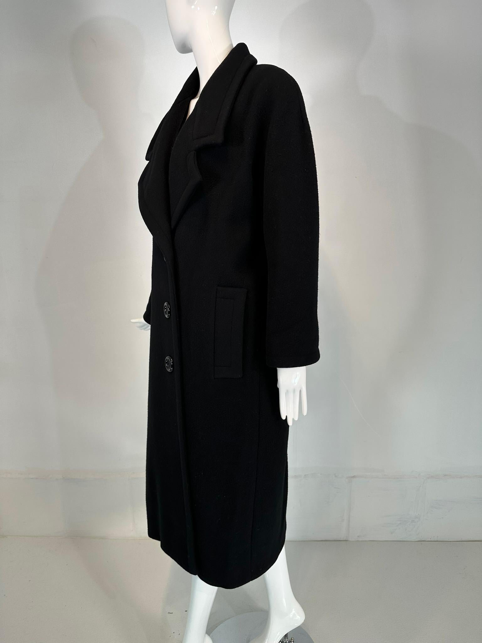 Koos Van Den Akker 1980s Black Wool  Abstract Art To Wear Applique Coat Medium For Sale 12