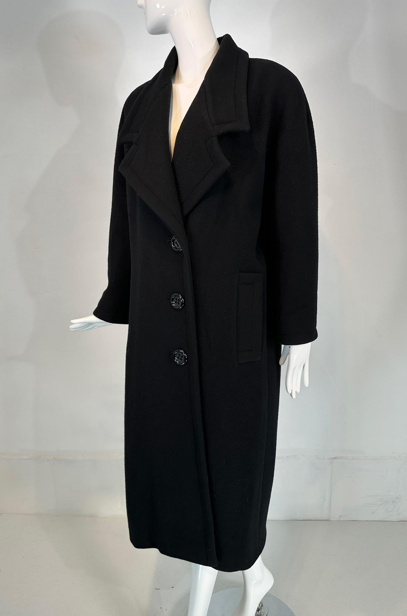 Koos Van Den Akker 1980s Black Wool  Abstract Art To Wear Applique Coat Medium For Sale 13