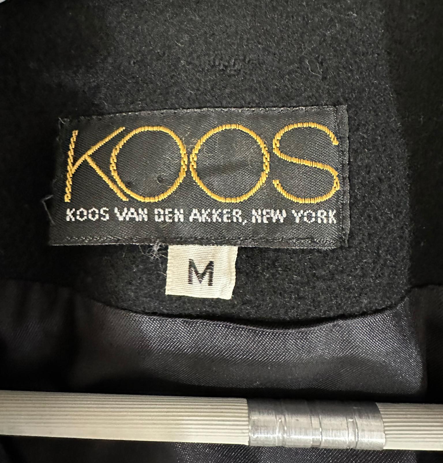 Koos Van Den Akker 1980s Black Wool  Abstract Art To Wear Applique Coat Medium For Sale 14