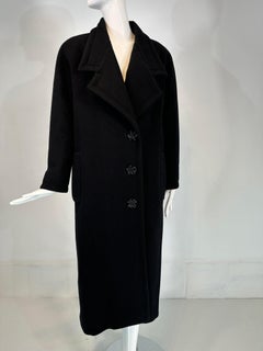 Koos Van Den Akker 1980s Black Wool  Abstract Art To Wear Applique Coat Medium