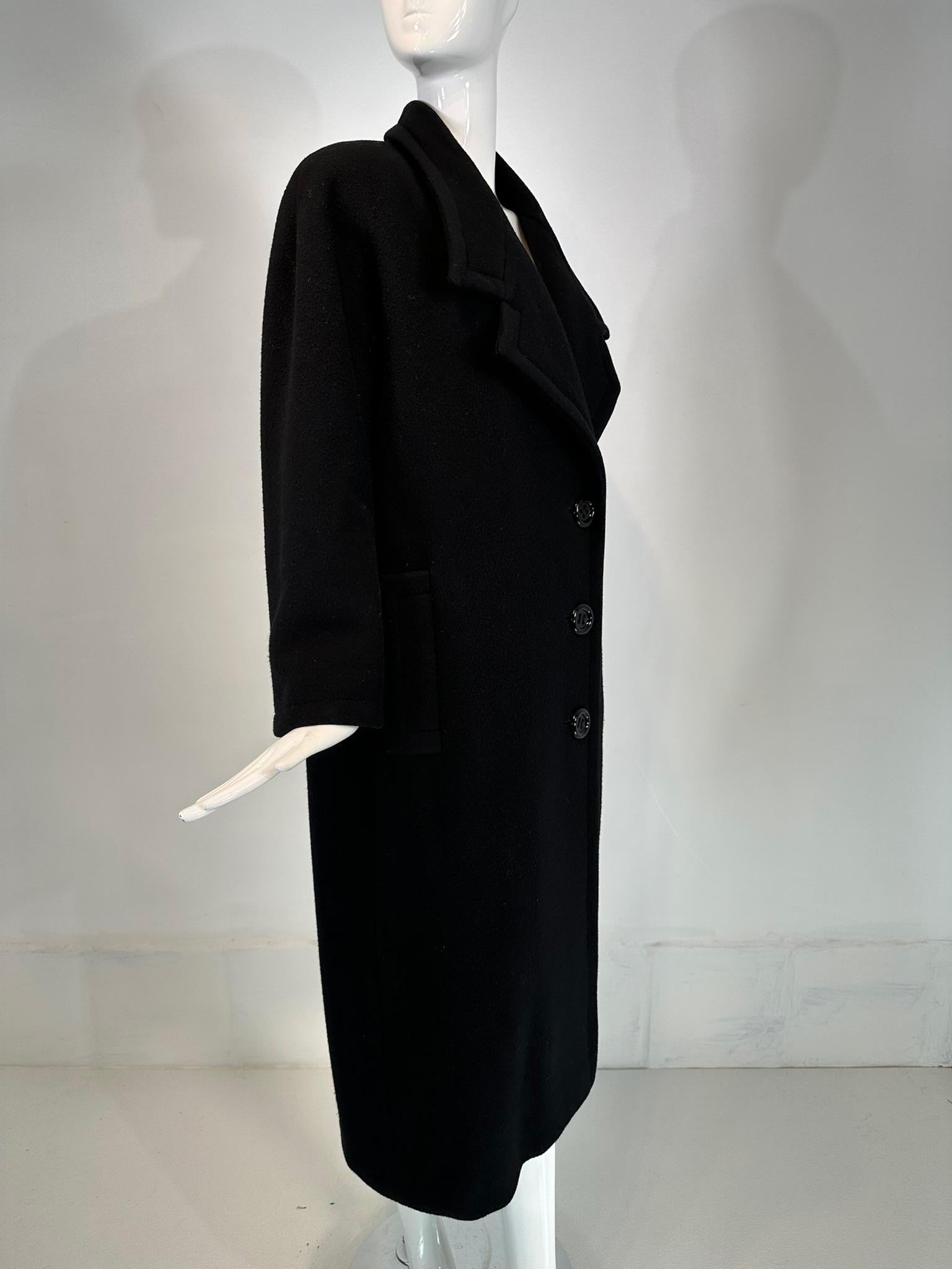 Women's Koos Van Den Akker 1980s Black Wool  Abstract Art To Wear Applique Coat Medium For Sale