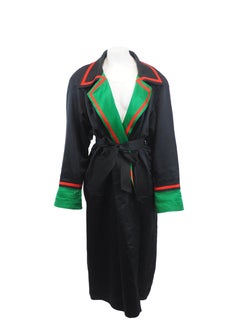 Koos Van Den Akker Black Satin Reversible Trench Coat
