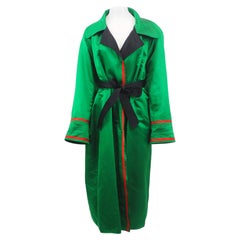 Koos Van Den Akker Black Satin Reversible Trench Coat