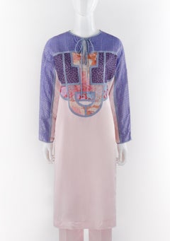 KOOS VAN DEN AKKER c.1980s 2pc Silk Floral Mod Art Wear Boho Tunic Pant Set