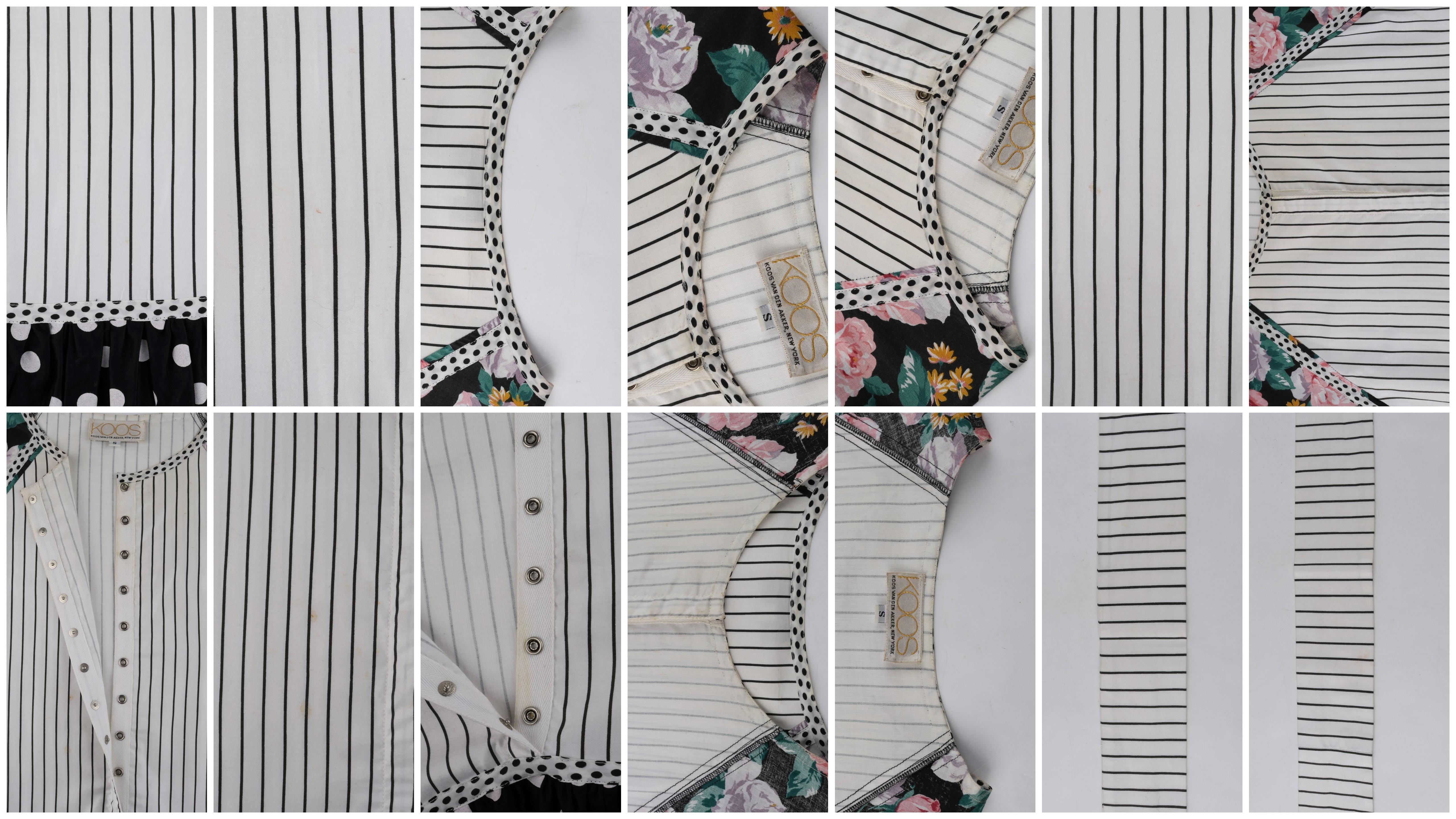 KOOS VAN DEN AKKER c.1980's Floral Stripe Mod Art Mixed Print Belted Shift Dress 2