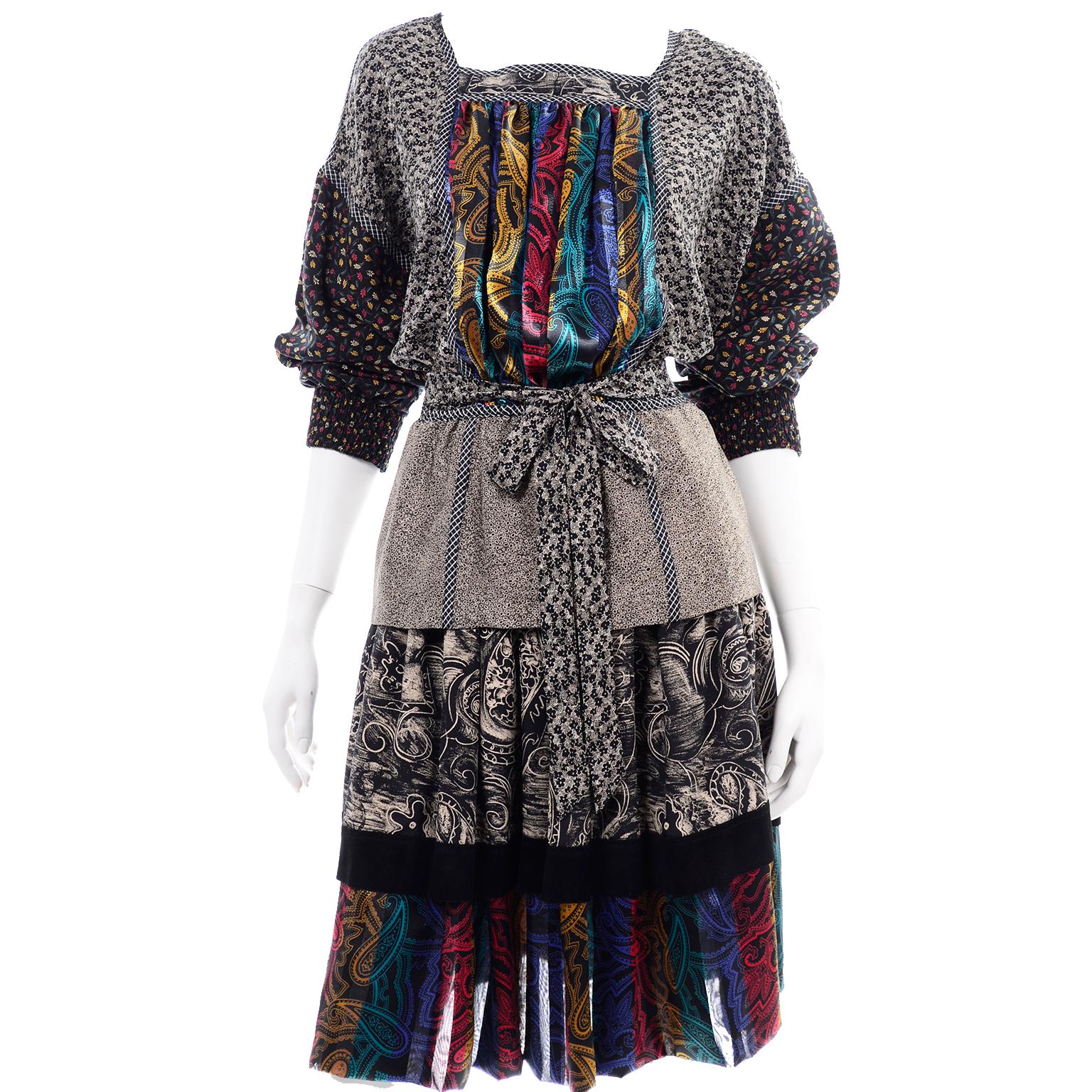 Koos Van den Akker Couture Collage Vintage 2 Piece Dress Abstract Patchwork 3