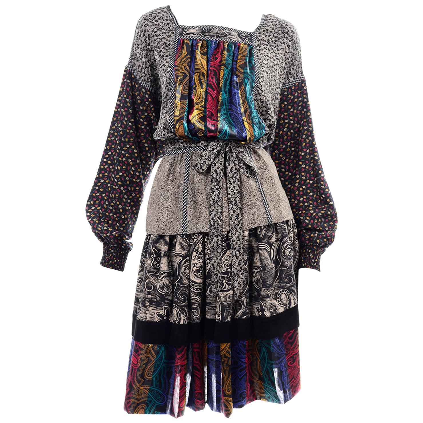Koos Van den Akker Couture Collage Vintage 2 Piece Dress Abstract Patchwork