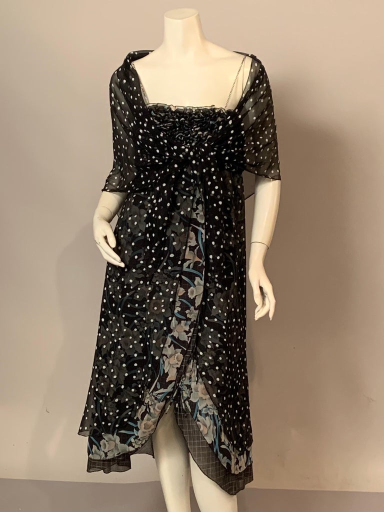 Koos van den Akker Dress with Polka Dots Daffodils and Tattersall Patterns For Sale 7