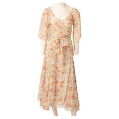 Vintage Koos van den Akker Floral Chiffon 2 piece Dress