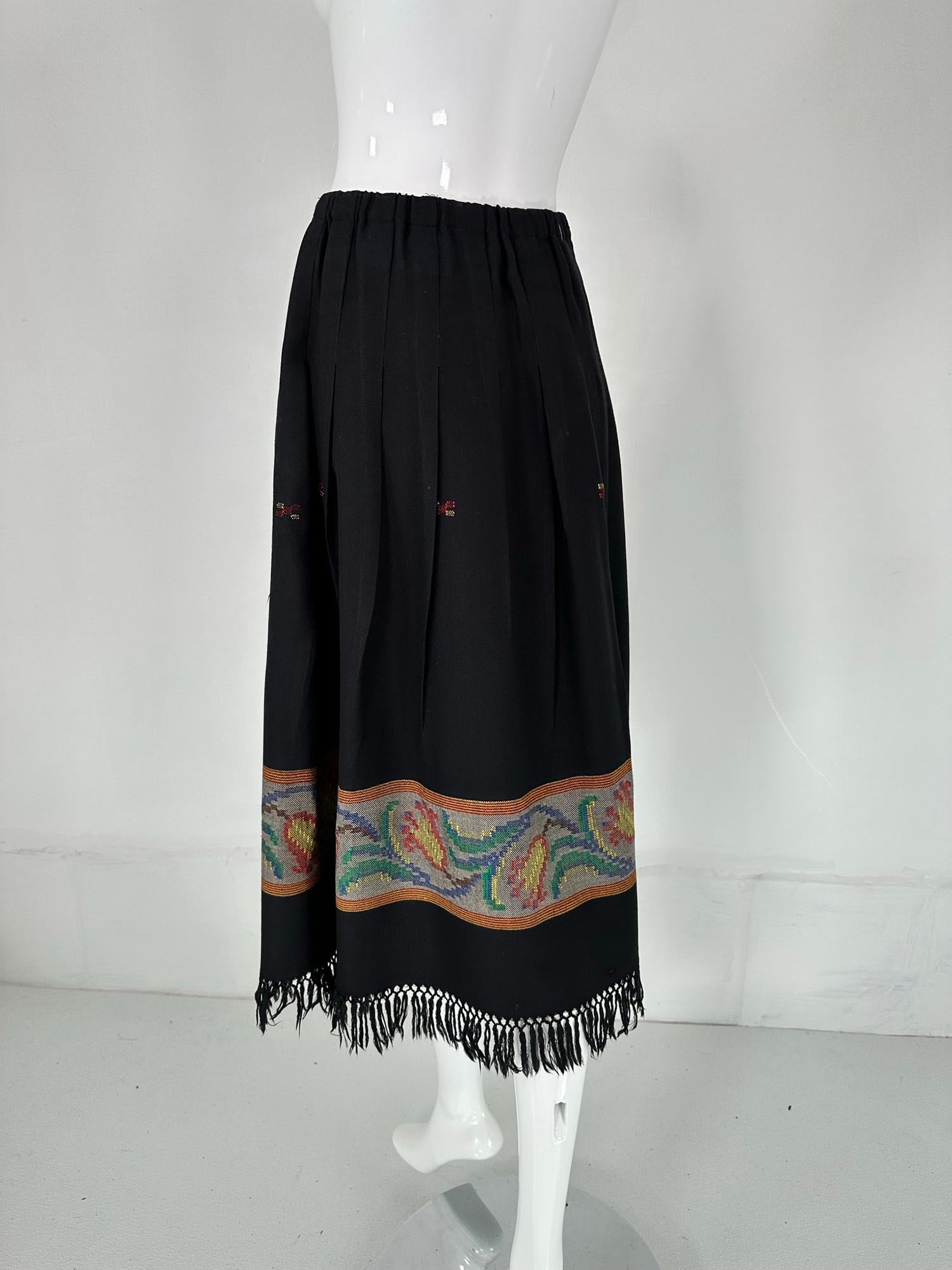 Women's Koos van den Akker Hand Woven Fringe Hem Pleated Skirt 1980s
