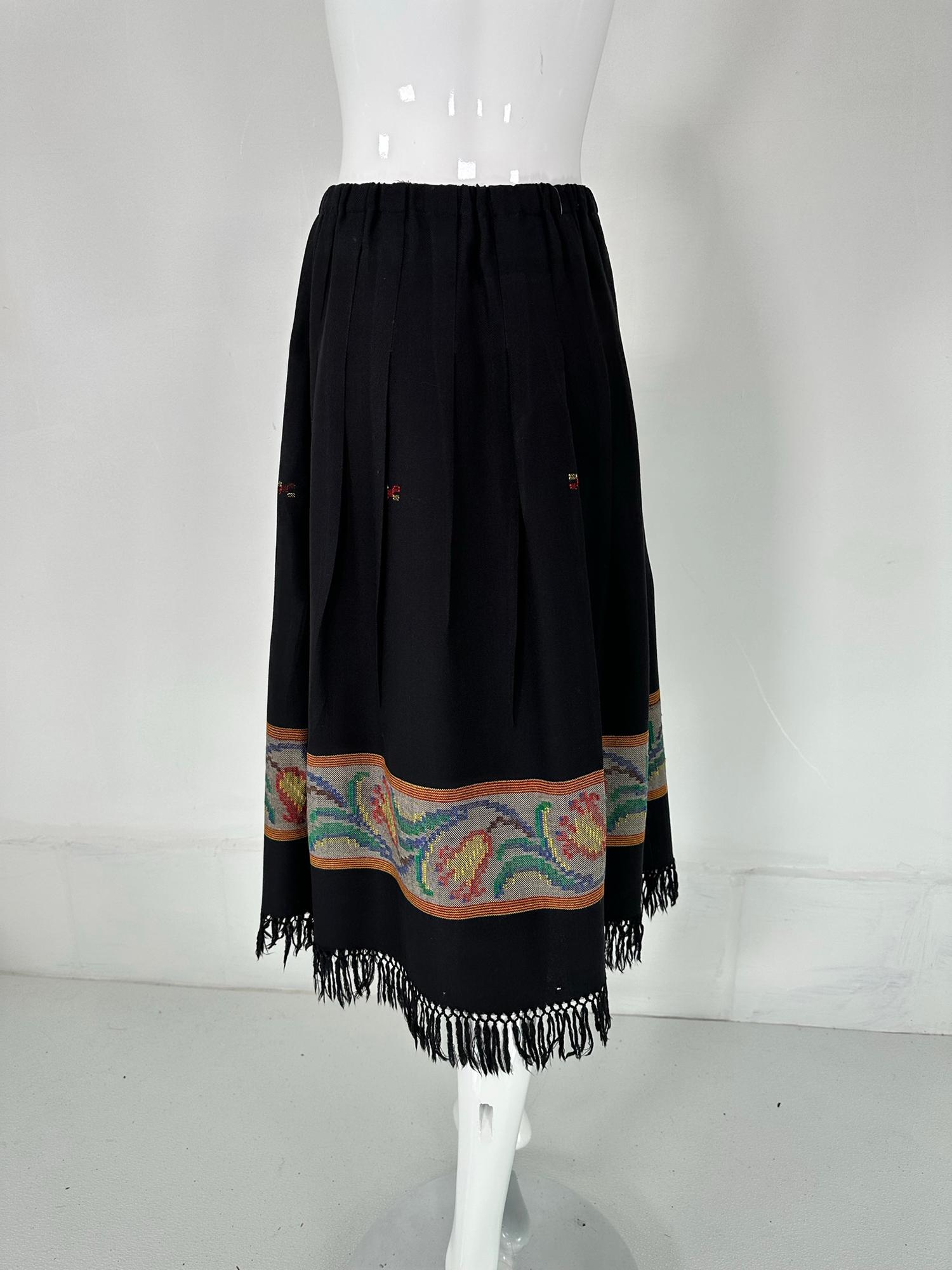 Koos van den Akker Hand Woven Fringe Hem Pleated Skirt 1980s 1