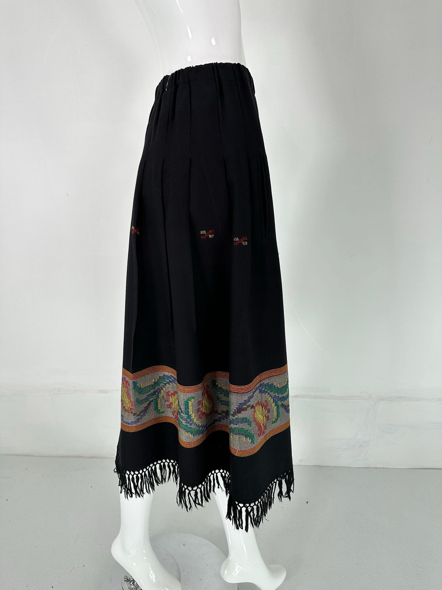 Koos van den Akker Hand Woven Fringe Hem Pleated Skirt 1980s 3