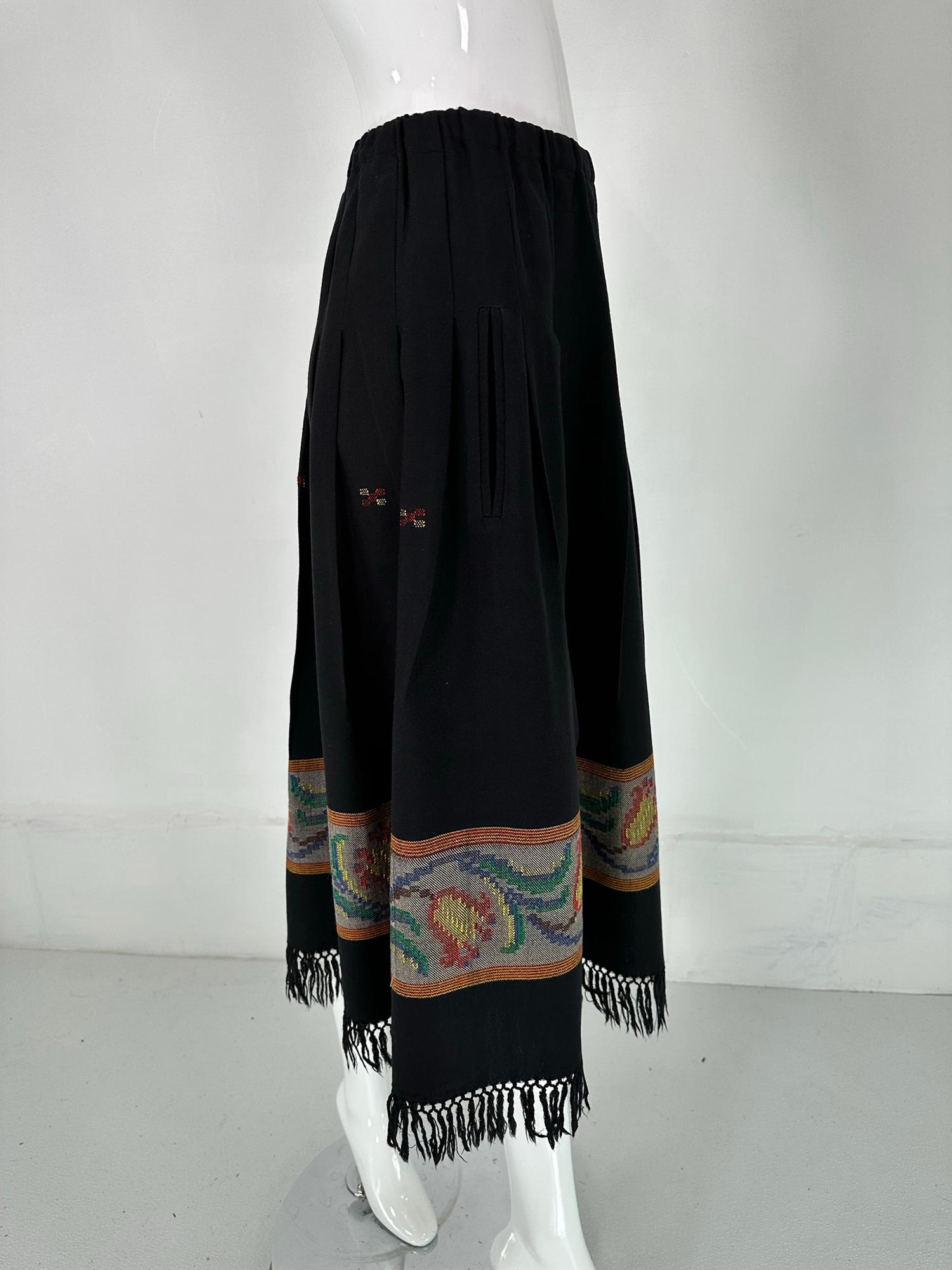 Koos van den Akker Hand Woven Fringe Hem Pleated Skirt 1980s 4