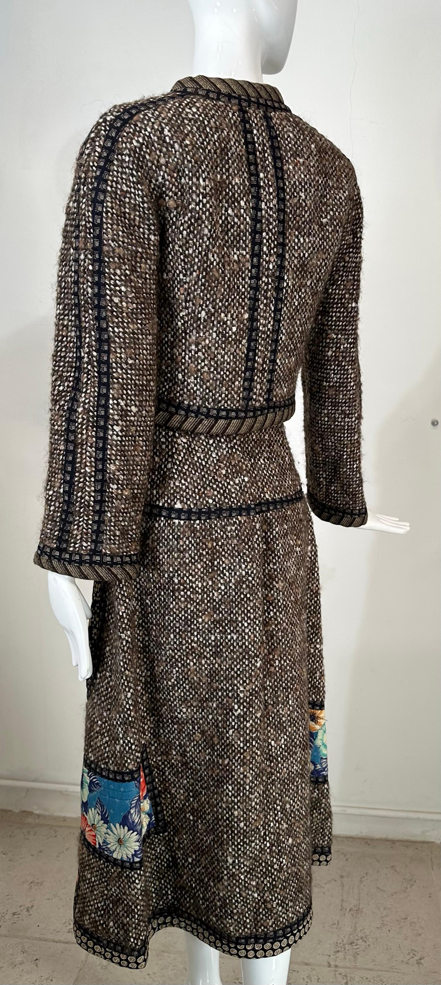 Koos van den Akker Wool & Quilted Cotton Print Cropped Jacket & Skirt Set 1970s 1