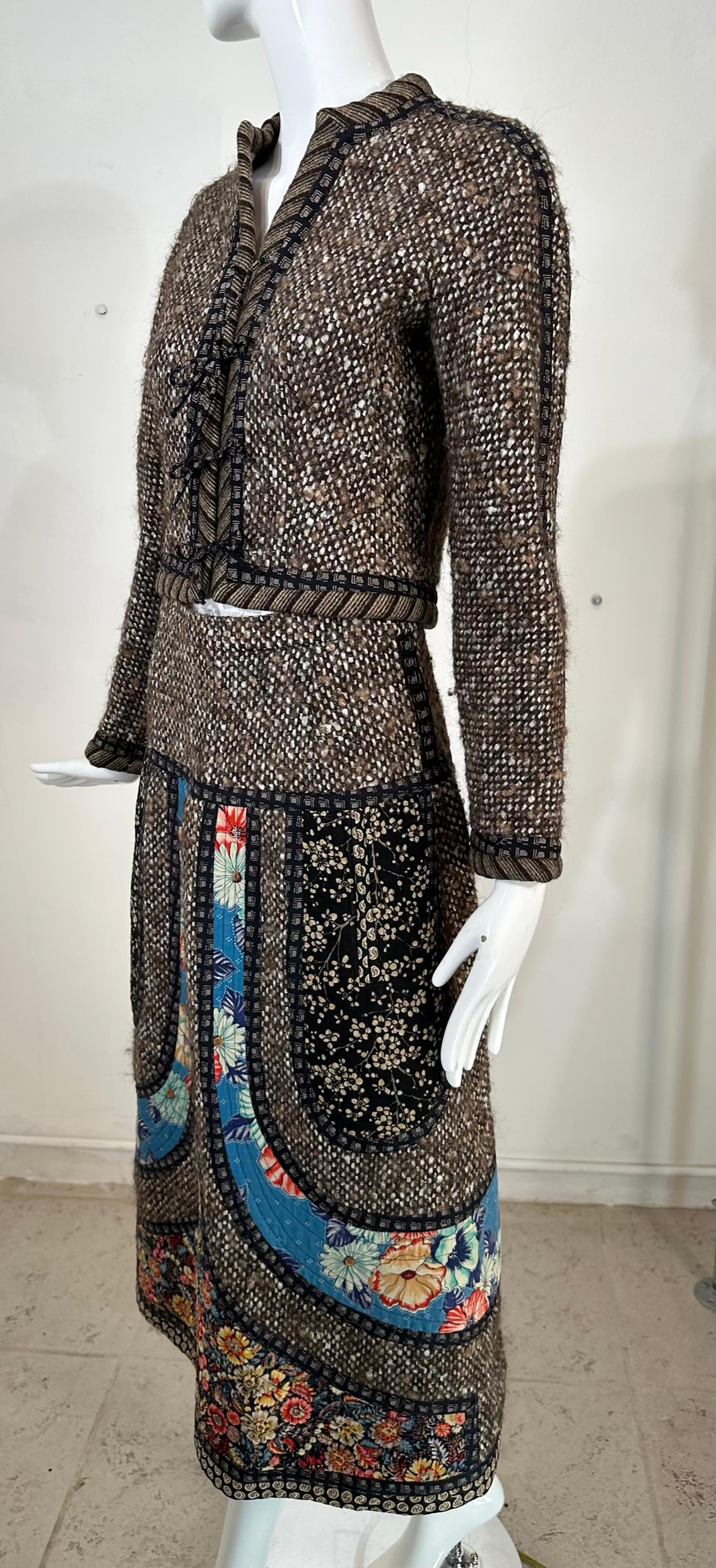 Koos van den Akker Wool & Quilted Cotton Print Cropped Jacket & Skirt Set 1970s 3