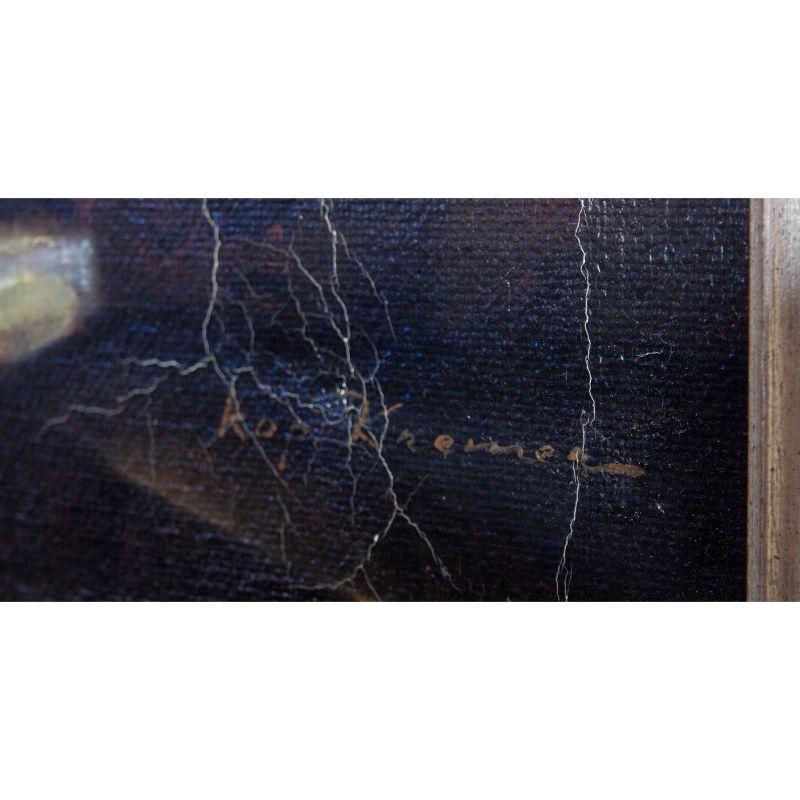 Kremer dopo Rembrandt - Olio del XX secolo, Ragazza alla finestra - Portrait Painting Nero di Kop. Kremer
