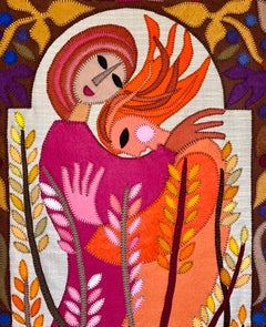 Wool Felt Applique Handmade Kopel Gurwin Israel Judaica Folk Art Signed Tapestry