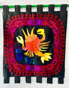 Wool Felt Applique Israeli Folk Art Signed Tapestry Kopel Gurwin Bezalel School