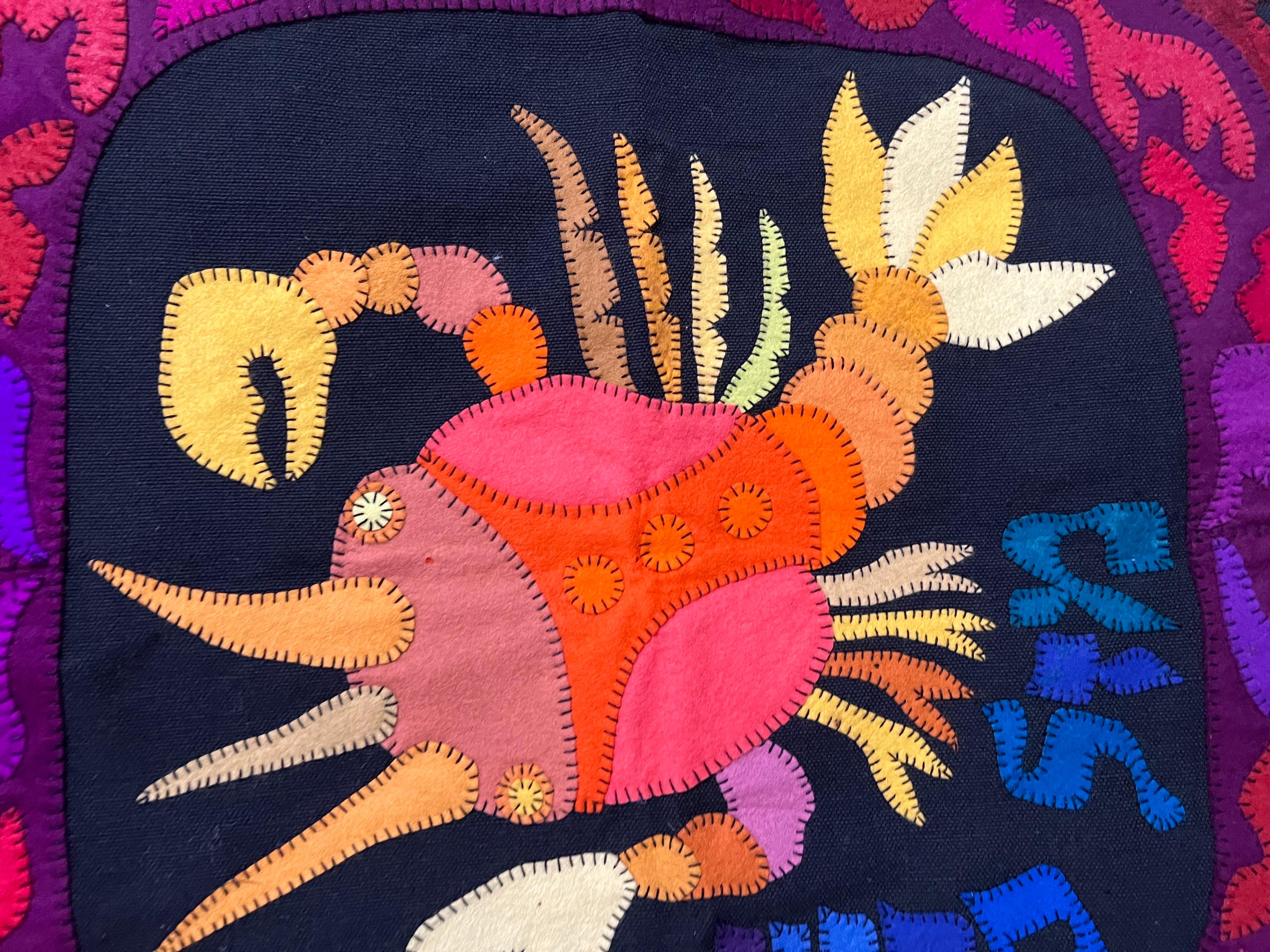 This depicts a Crab, In Hebrew Mazel Sartan (the Zodiac symbol Cancer, June-July) all made by hand. woven and stitched. 


Kopel Gurwin (Hebrew: קופל גורבין‎) (1923–1990) was an Israeli tapestry wall hanging, painter and graphic artist.
Kopel