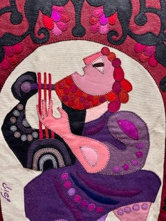 Wool Felt Craft Applique Vintage Israeli Judaica Folk Art Tapestry Kopel Gurwin
