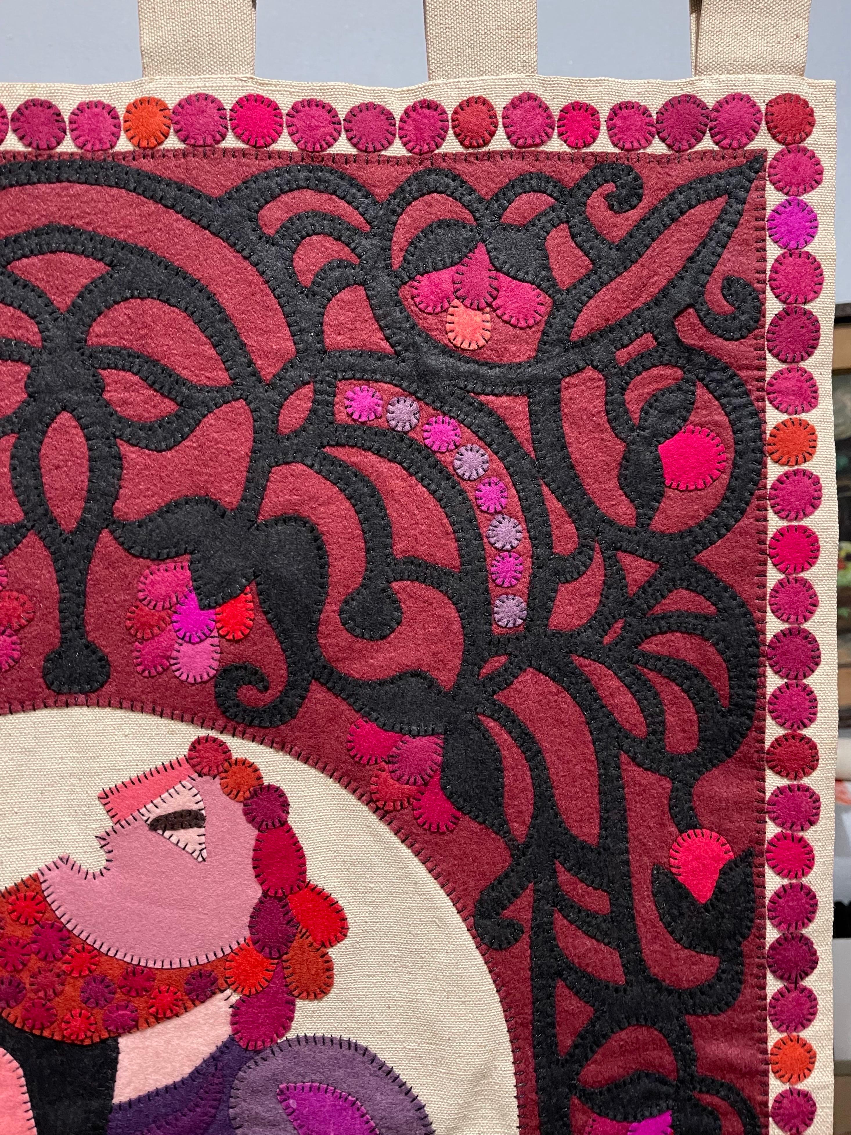 Feltro di lana Applique Vintage Israeli Judaica Folk Art Tapestry Kopel Gurwin in vendita 2