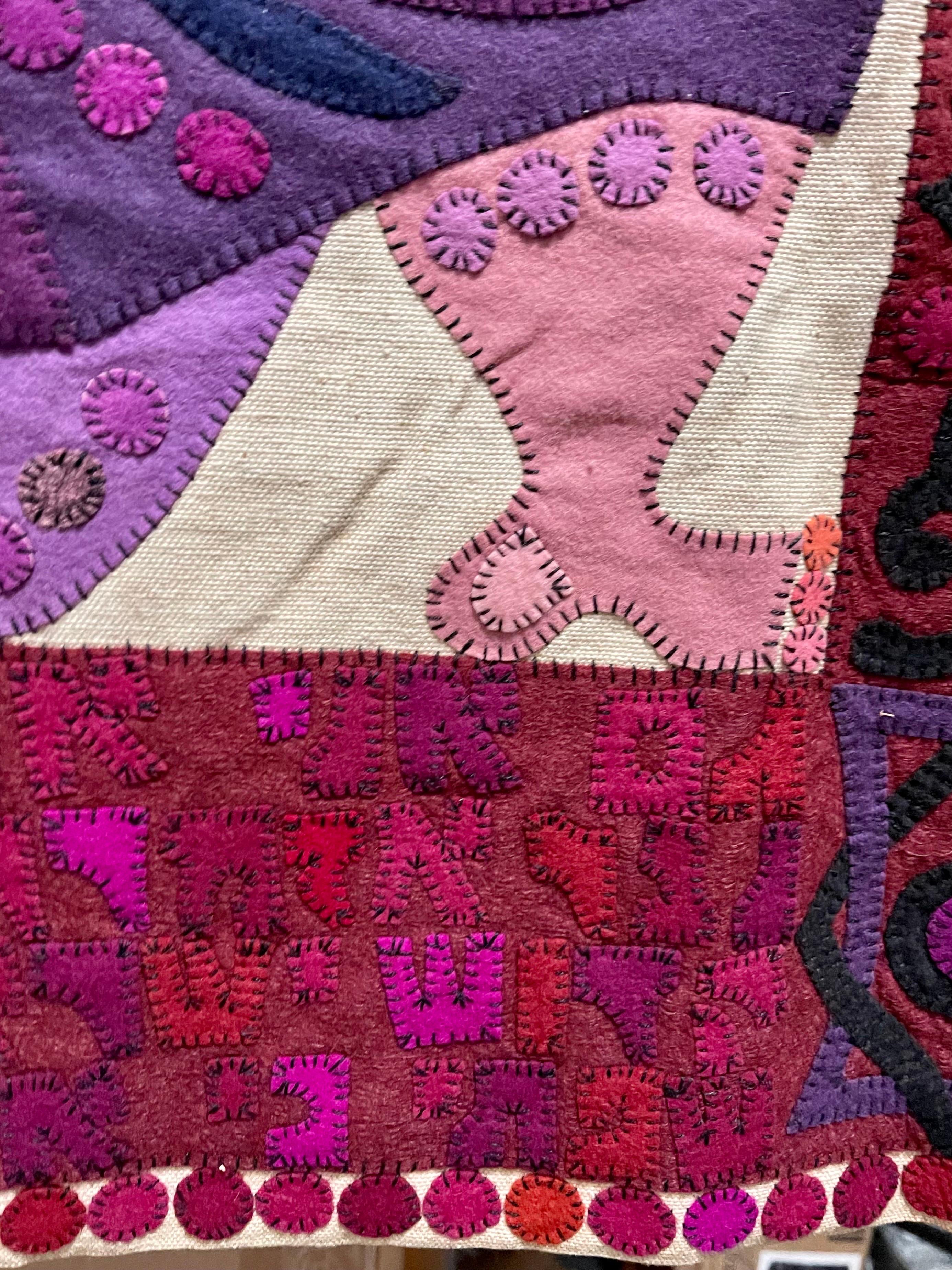 Feltro di lana Applique Vintage Israeli Judaica Folk Art Tapestry Kopel Gurwin in vendita 3