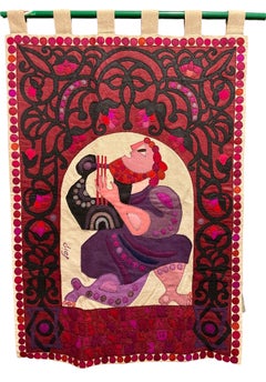 Wool Felt Craft Applique Vintage Israeli Judaica Folk Art Tapestry Kopel Gurwin 