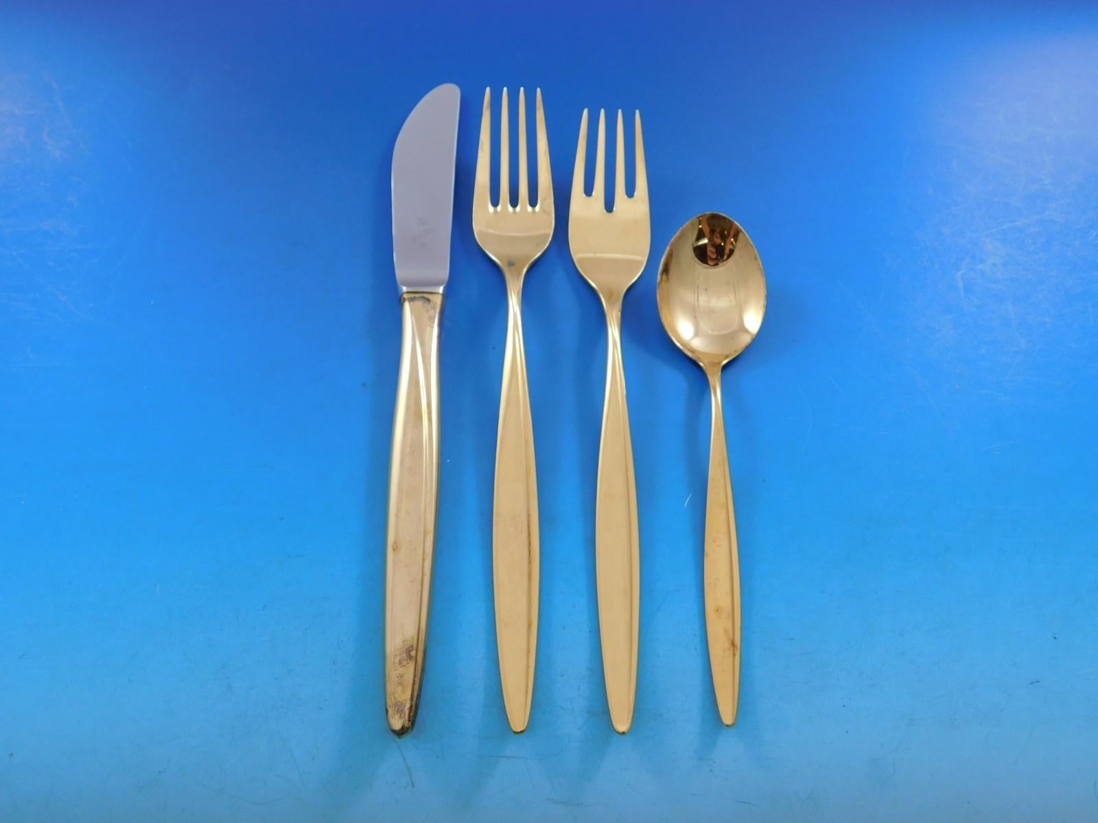 Kopenhagen Gold by Wmf 800 Silver Flatware Service 12 Dinner Set 178 pcs Modern For Sale 7