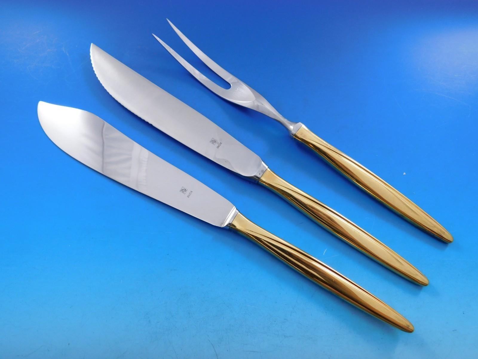 Sterling Silver Kopenhagen Gold by Wmf 800 Silver Flatware Service 12 Dinner Set 178 pcs Modern For Sale
