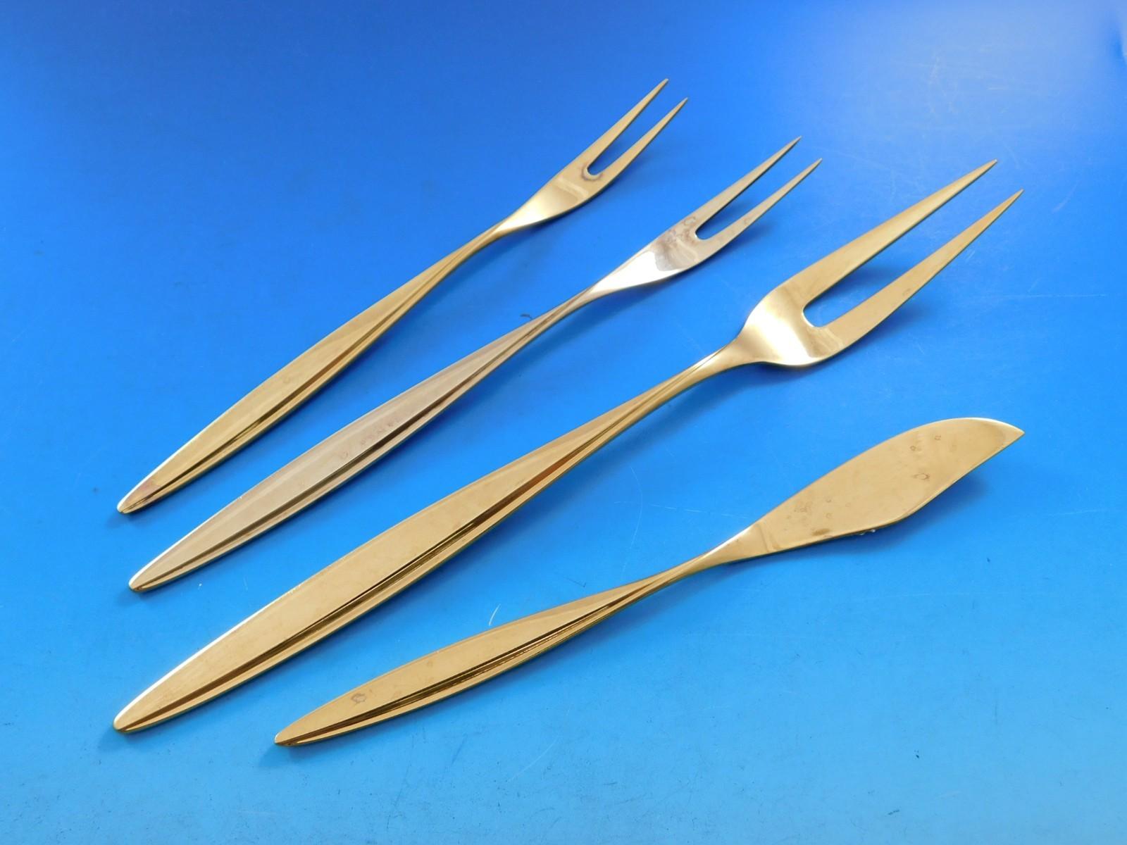 Kopenhagen Gold by Wmf 800 Silver Flatware Service 12 Dinner Set 178 pcs Modern For Sale 3