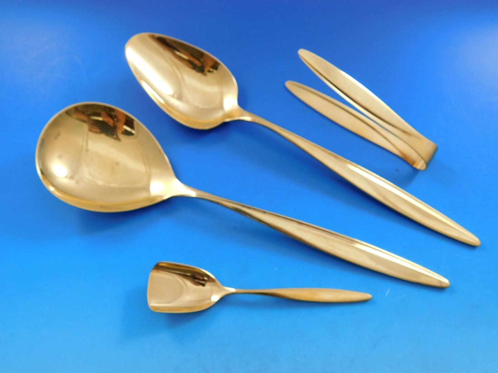 Kopenhagen Gold by Wmf 800 Silver Flatware Service 12 Dinner Set 178 pcs Modern For Sale 4
