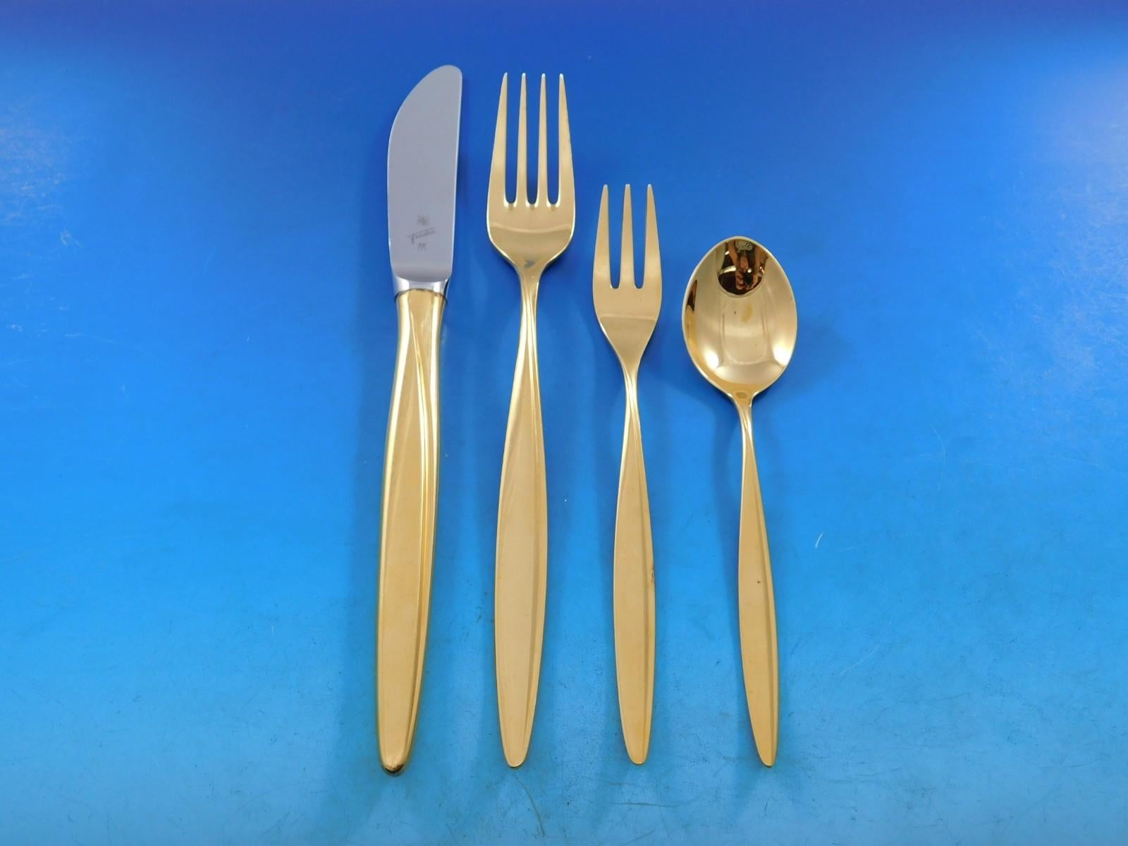 Kopenhagen Gold by Wmf 800 Silber Besteck 12er Set 65 Teile Modern im Angebot 3