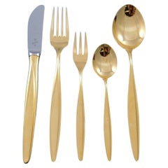 Kopenhagen Gold by Wmf 800 Silver Flatware Service 12 Dinner Set 65 Pcs Modern
