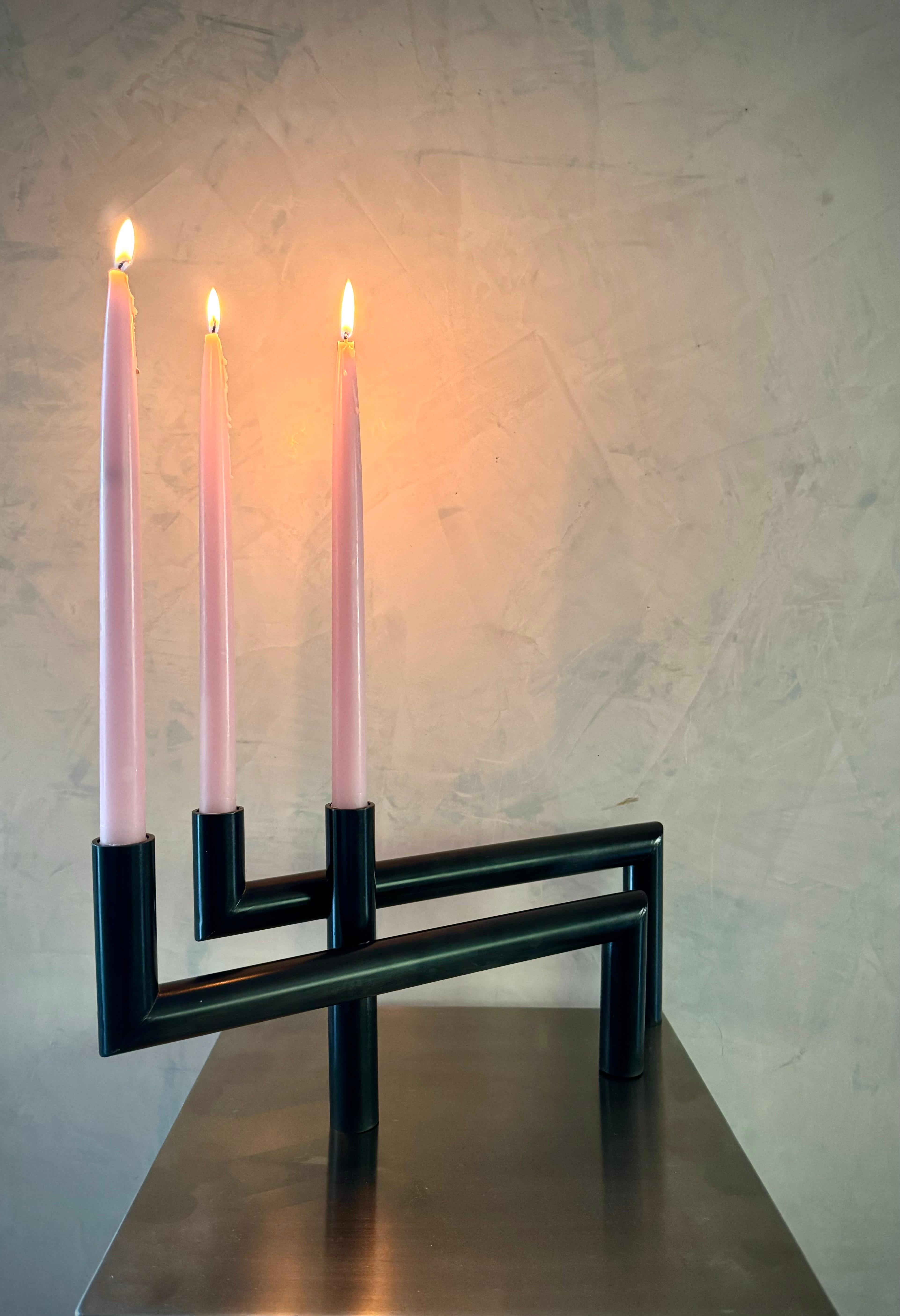 Named for Alfred Kopka, the first craft master at the Bauhaus school's metal shop, expertly crafted by hand in Brooklyn, NY, the Kopka Candelabra is a sculptural addition to any space. Made of steel, its quality and design make it a standout piece.