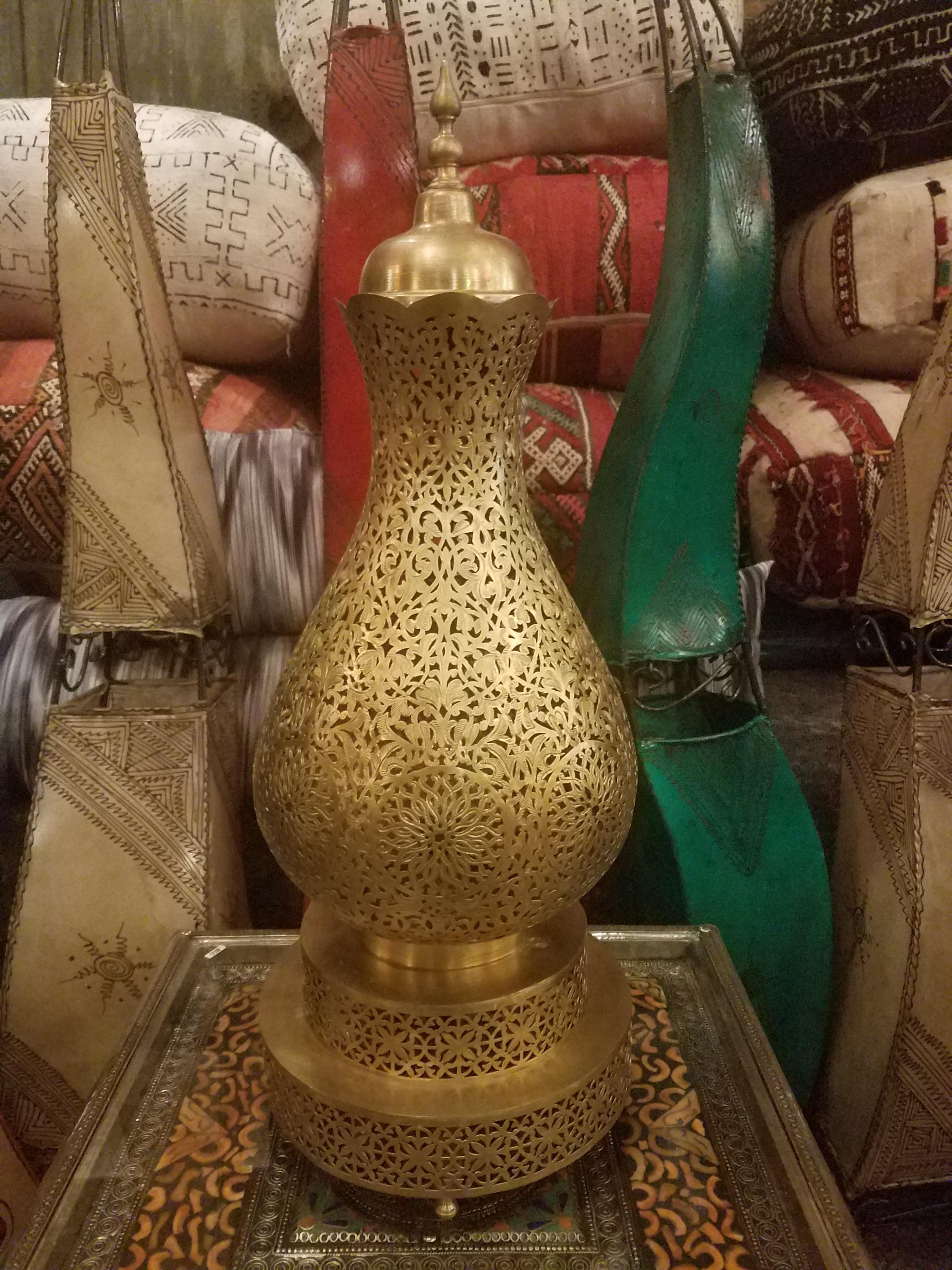 Koppa Intricate Moroccan Copper Lamp or Lantern, Table Lamp 1