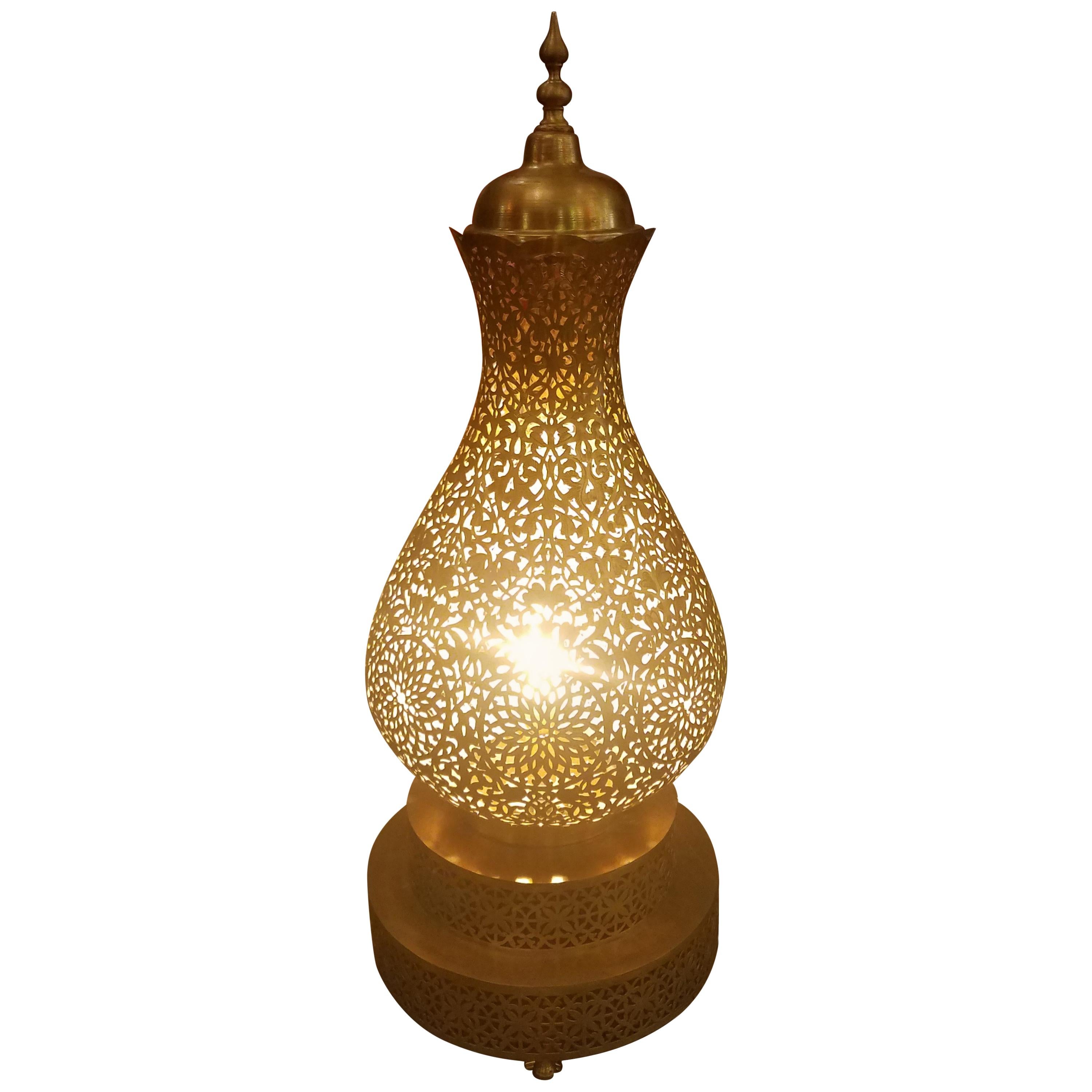 Koppa Intricate Moroccan Copper Lamp or Lantern, Table Lamp