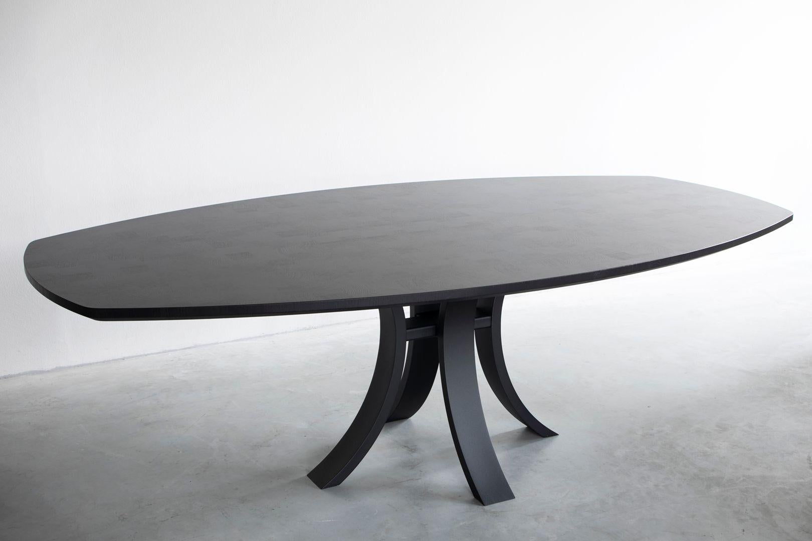 Post-Modern Kops Slim Dining Table Semi-Oval by Van Rossum For Sale