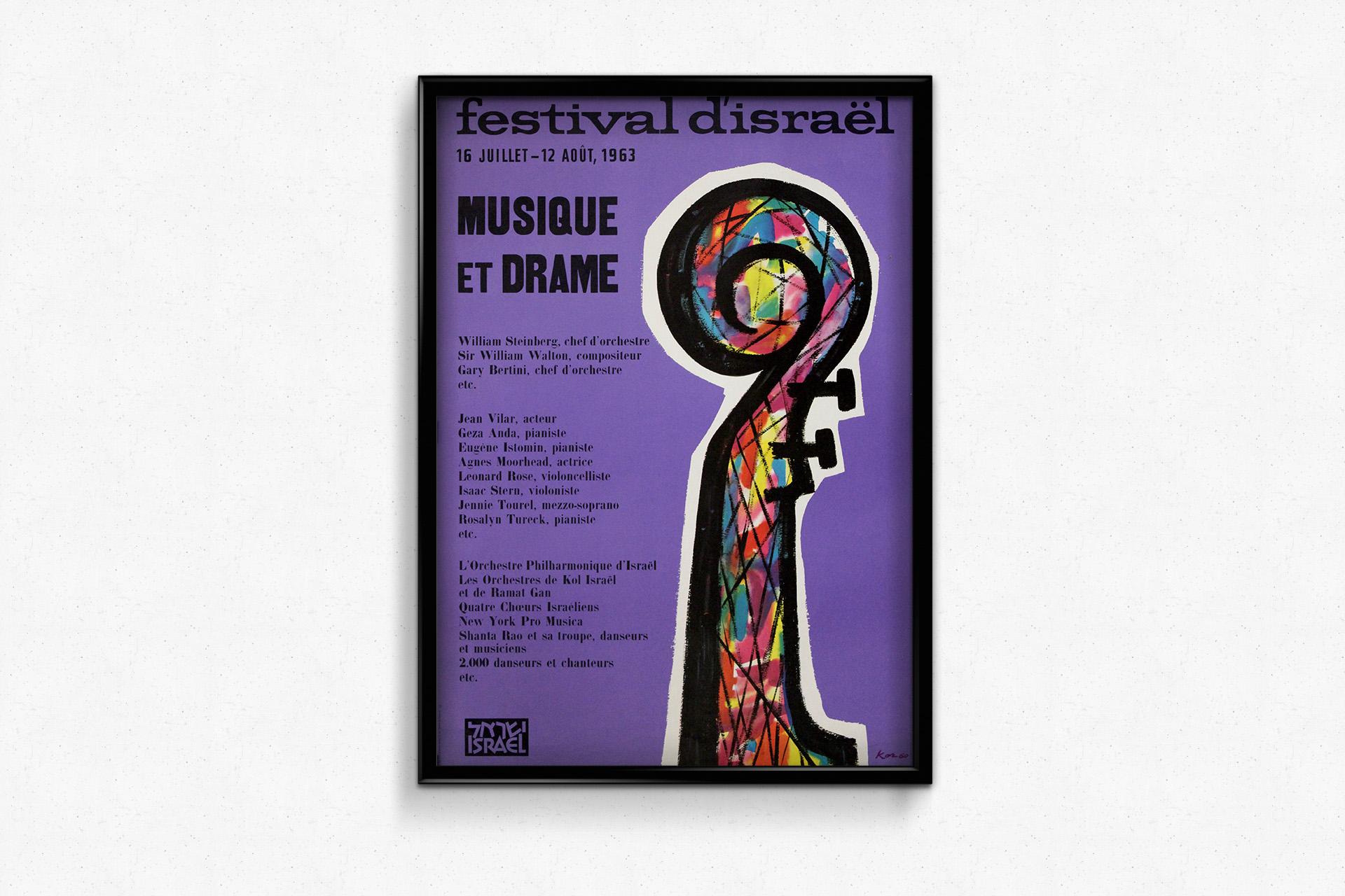 Das Originalplakat von 1963 für das Festival d'Israël - Music et drame im Angebot 2